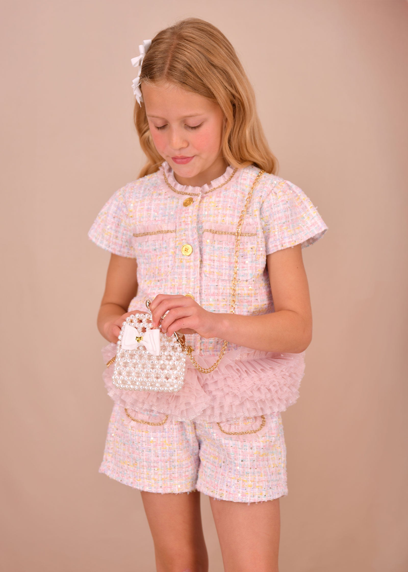 Nessa Tweed Shorts Pink Mix