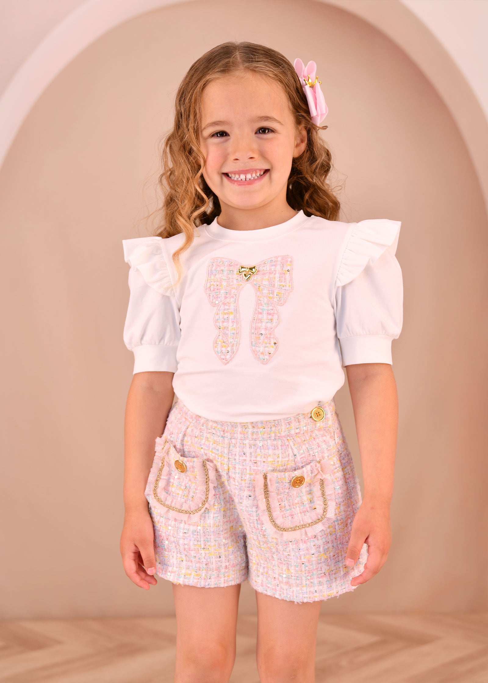 Nessa Tweed Shorts Pink Mix