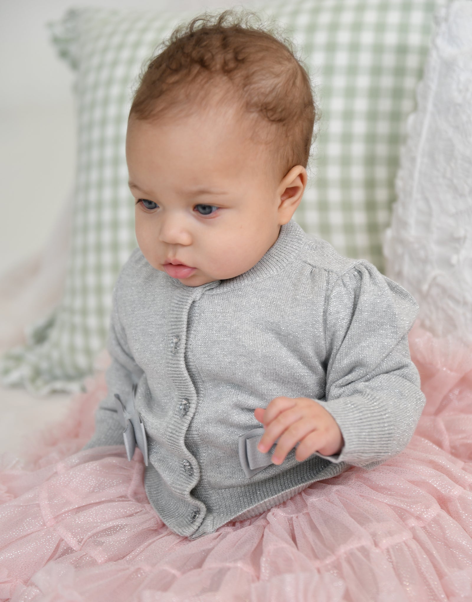 Nikki Metallic Baby Cardigan Silver