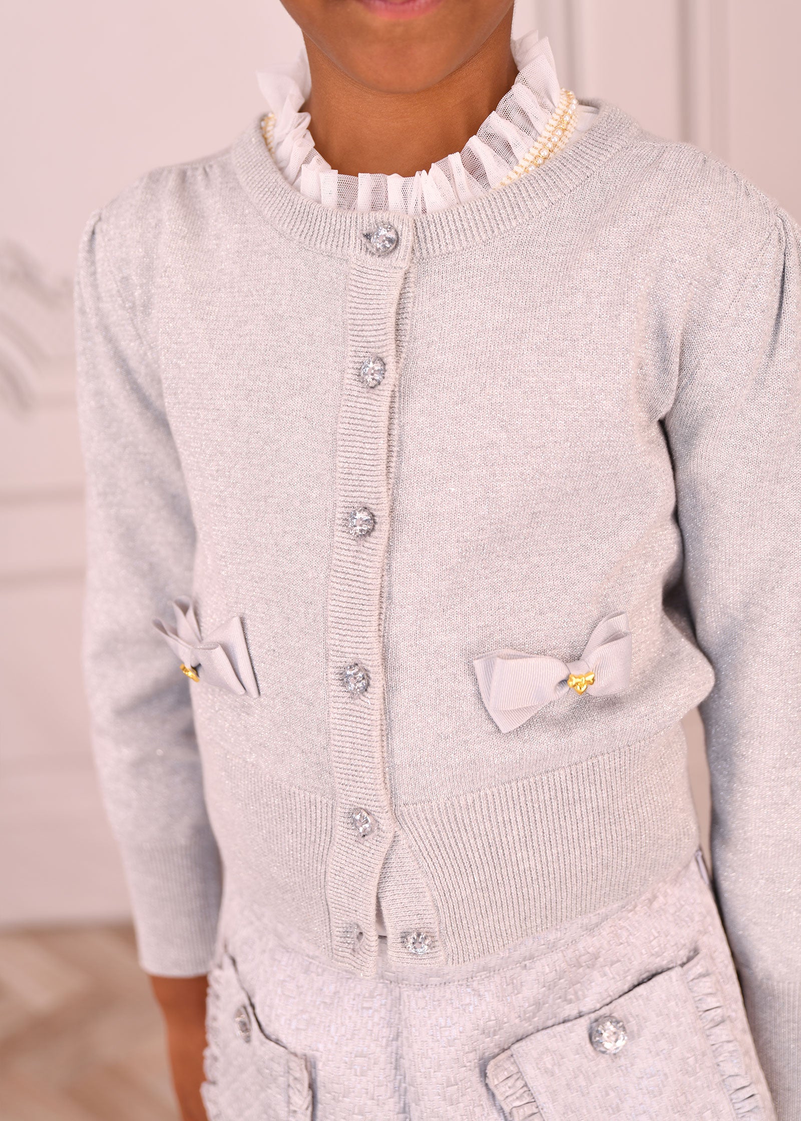Nikki Metallic Cardigan Silver