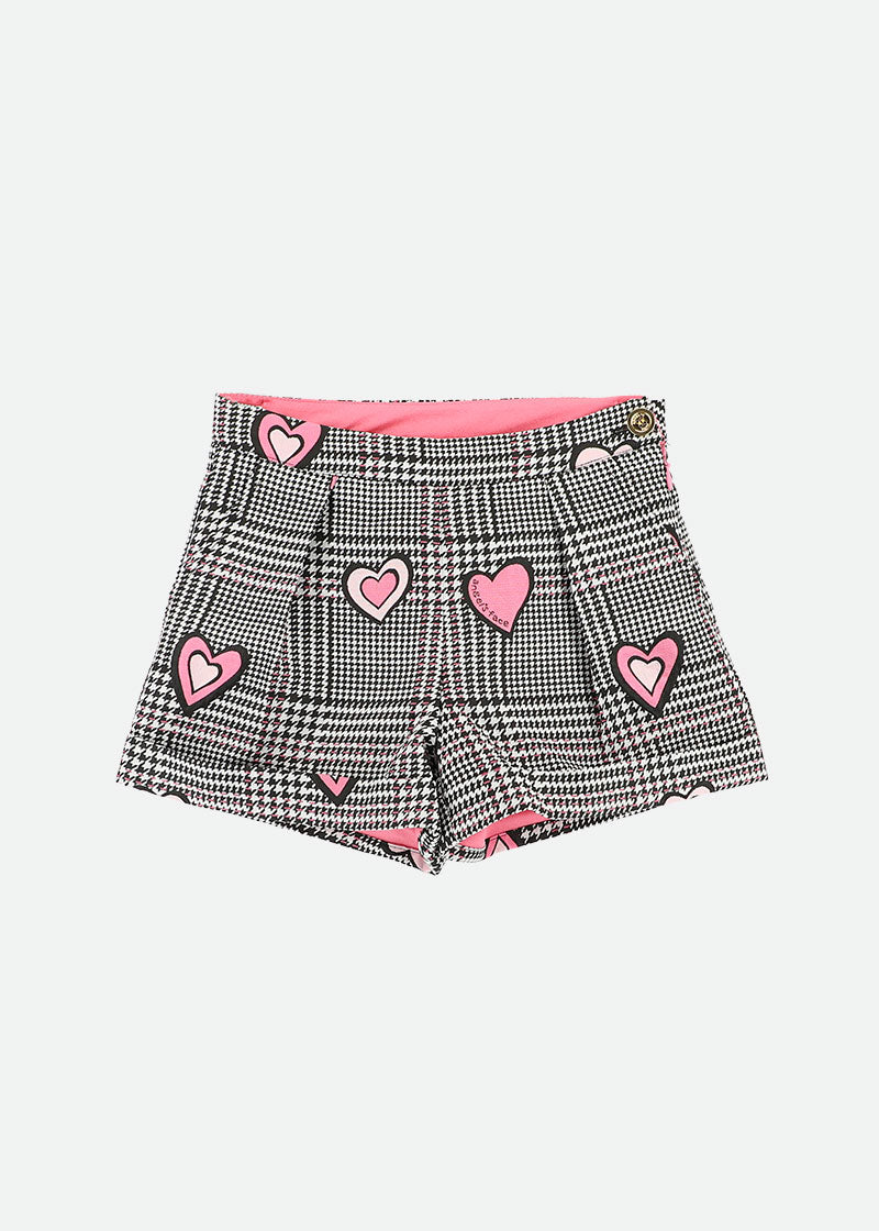 Nita Checked Shorts With Hearts Grey