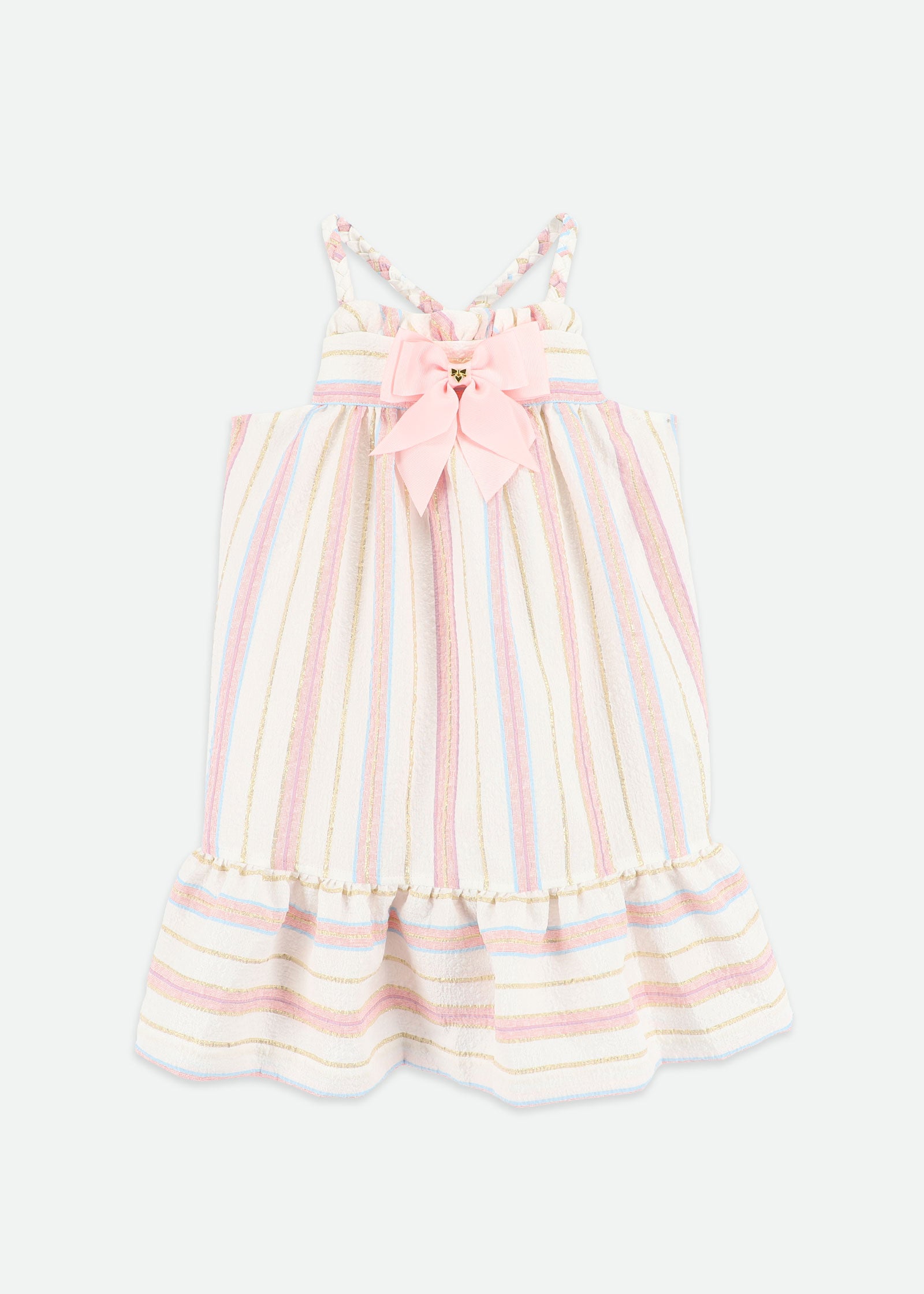 Oceana Jacquard Stripe Sun Dress Snowdrop Stripe