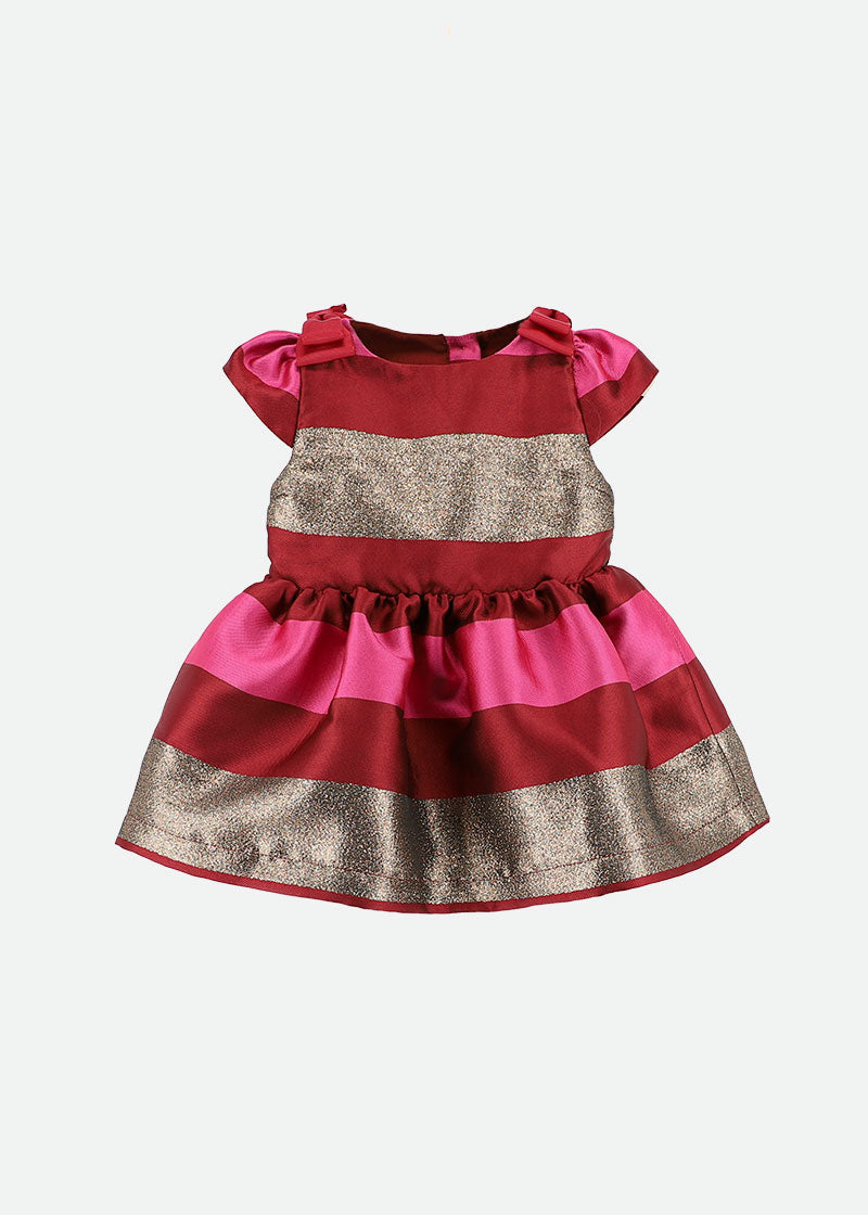 Oksana Stripe Baby Dress Tibetan Red