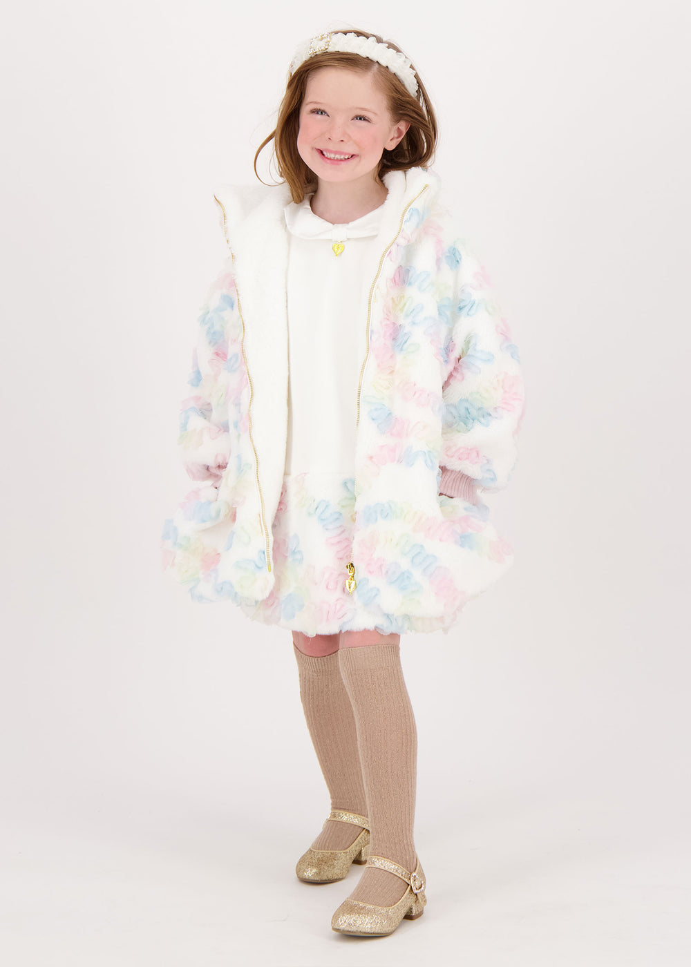 Oscars Fur Pastel Jacket Snowdrop