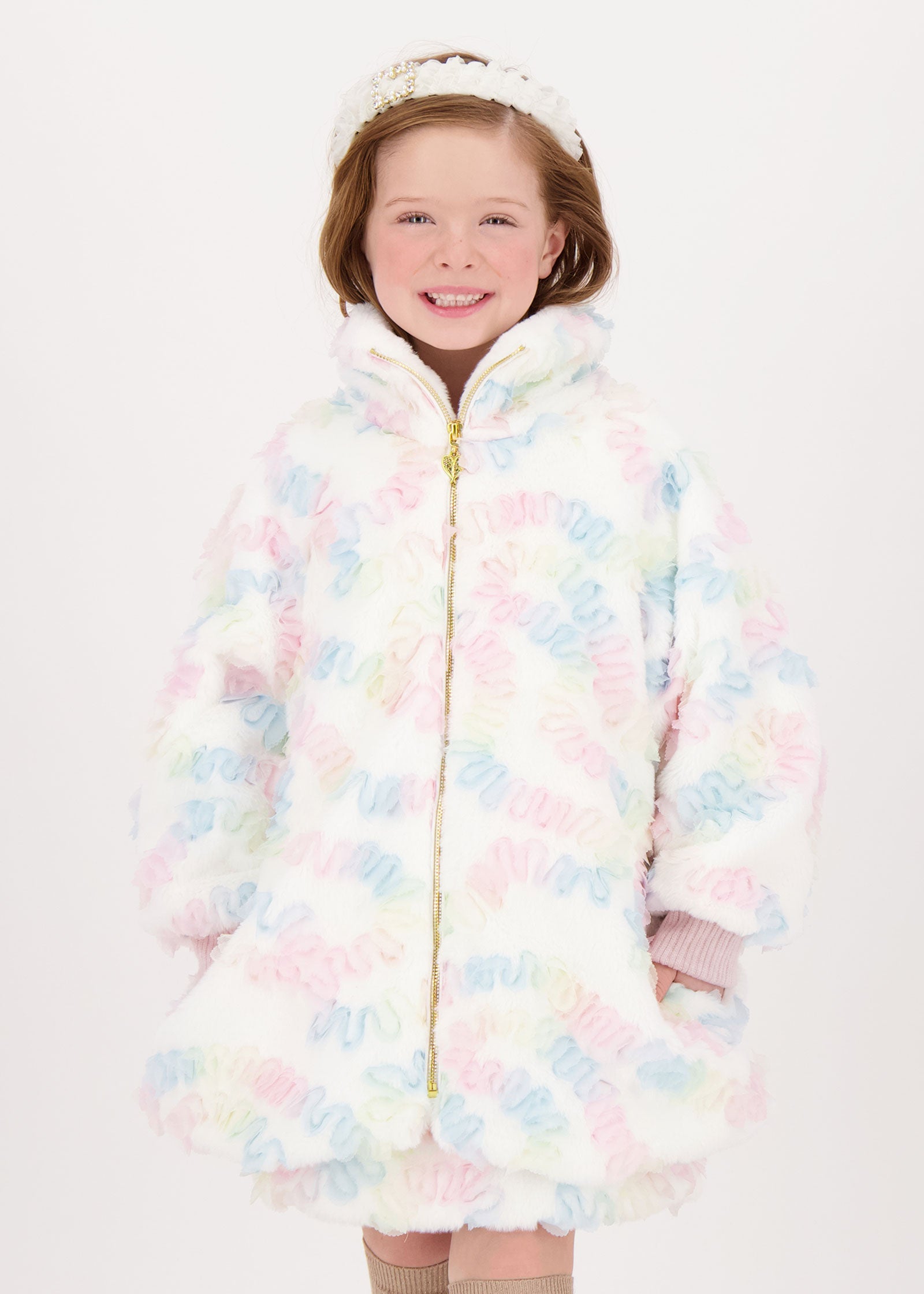 Oscars Fur Pastel Jacket Snowdrop