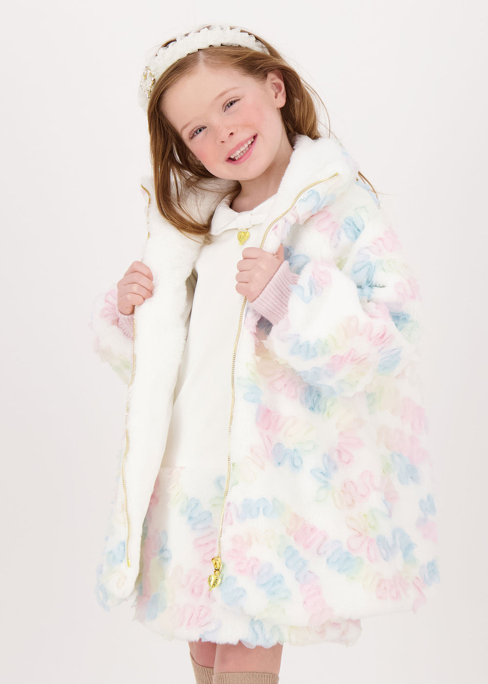 Oscars Fur Pastel Jacket Snowdrop