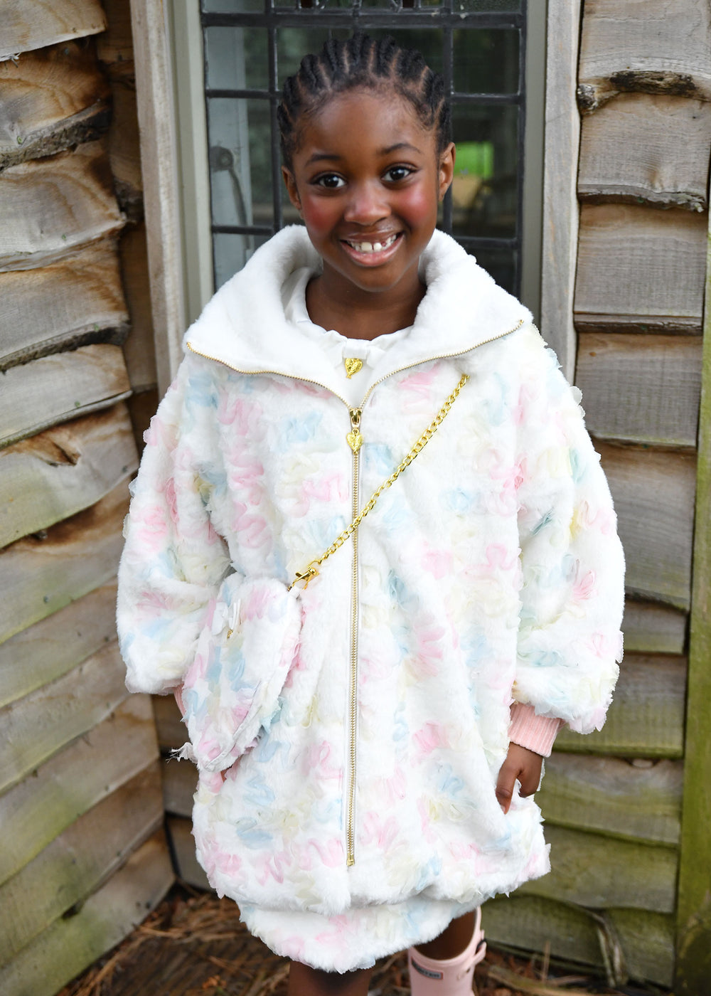 Oscars Fur Pastel Jacket Snowdrop