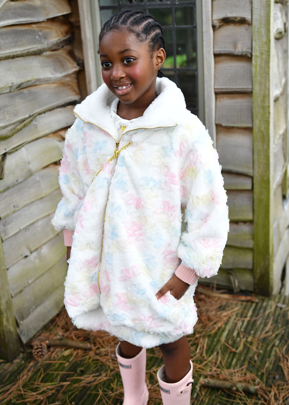 Oscars Fur Pastel Jacket Snowdrop