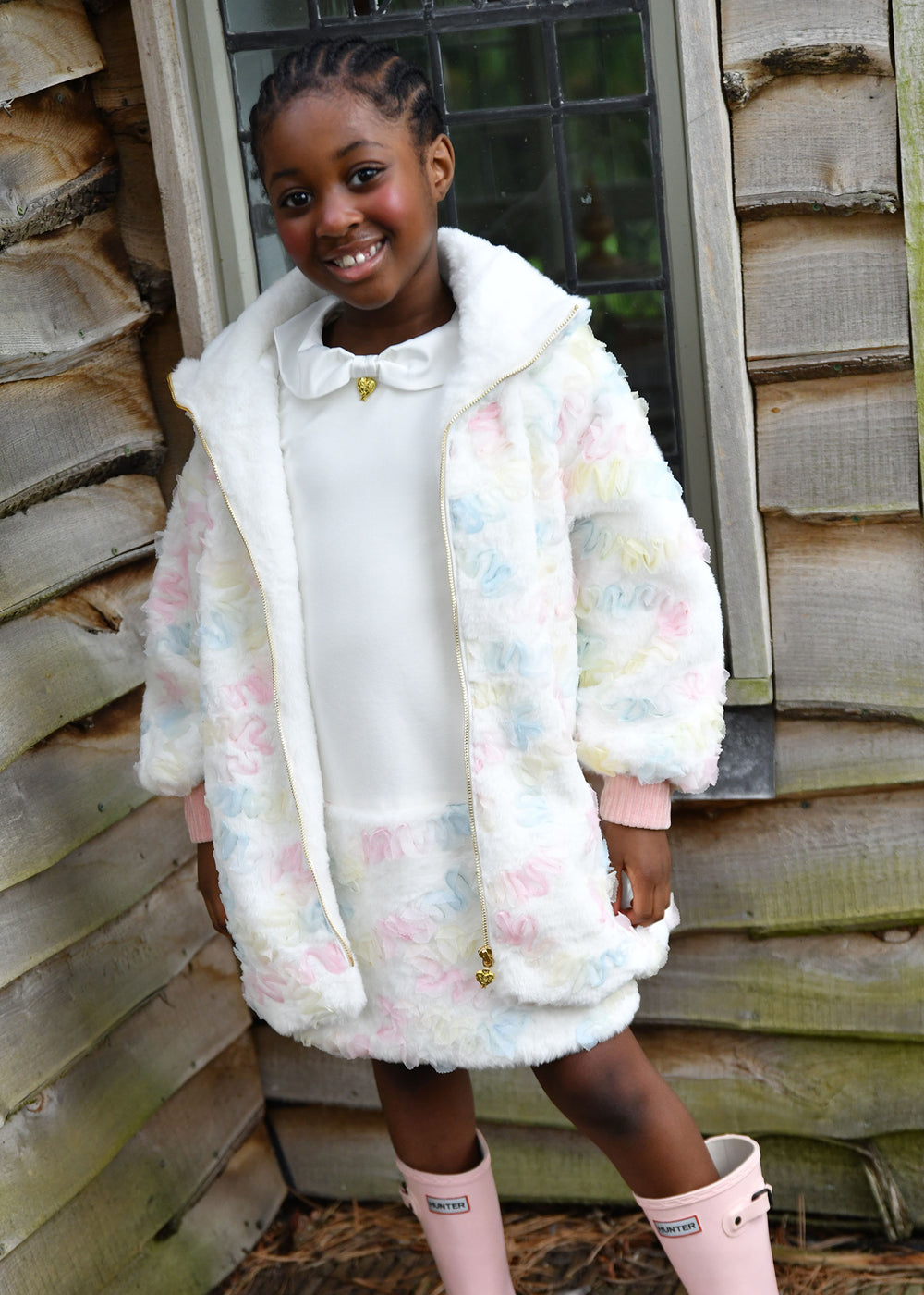 Oscars Fur Pastel Jacket Snowdrop