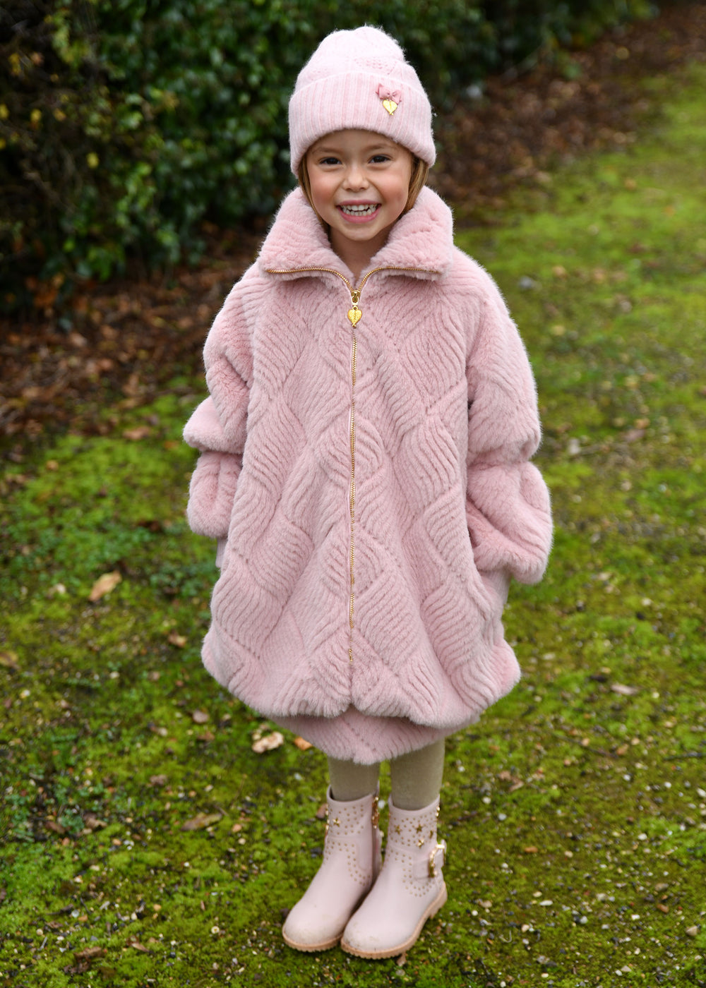 Oscars Fur Weave Jacket Tea Rose