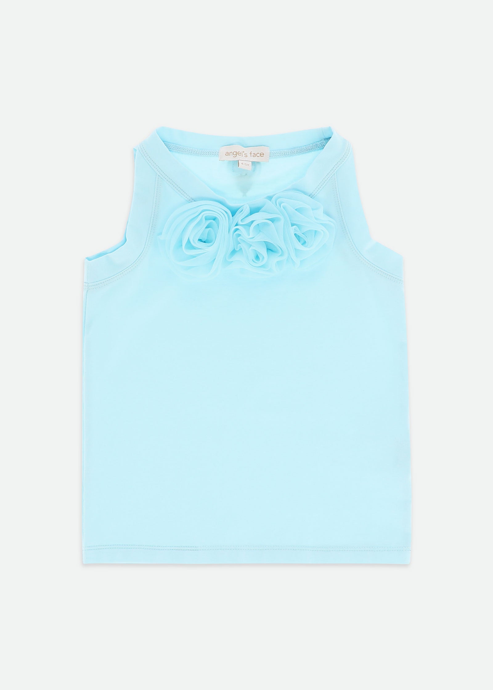 Ottilie Tulle Roses Top Aqua