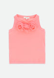 Ottilie Tulle Roses Top Coral