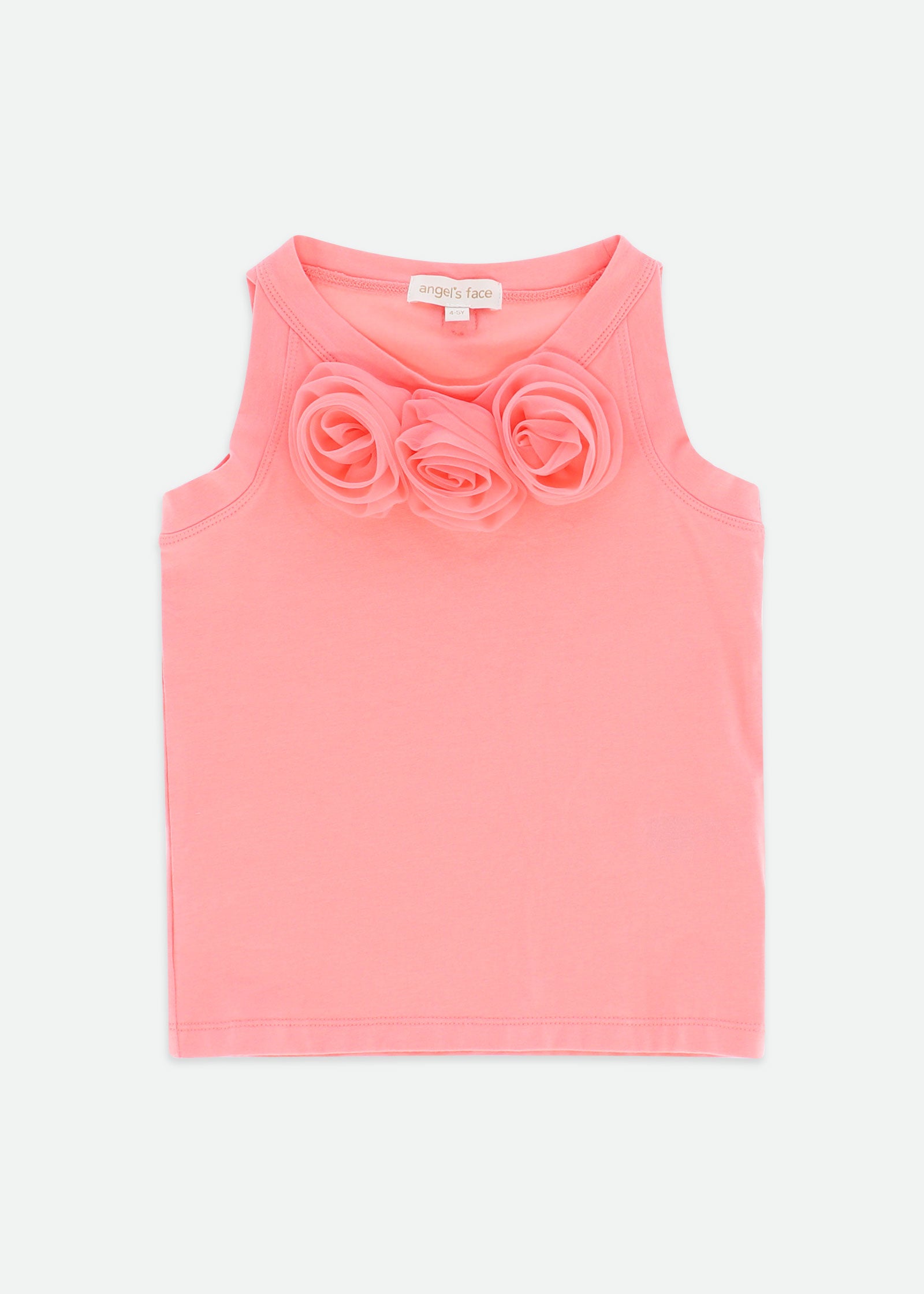 Ottilie Tulle Roses Top Coral