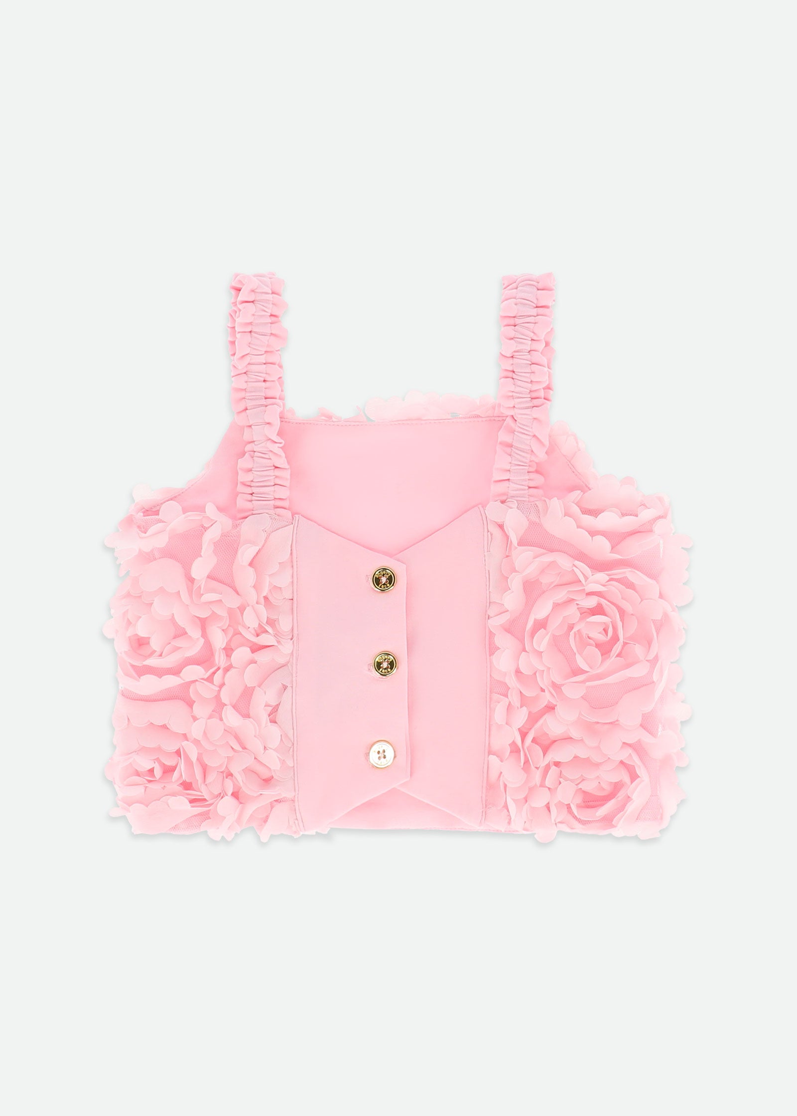 Paeton 3D Roses Strappy Top Fairy Pink