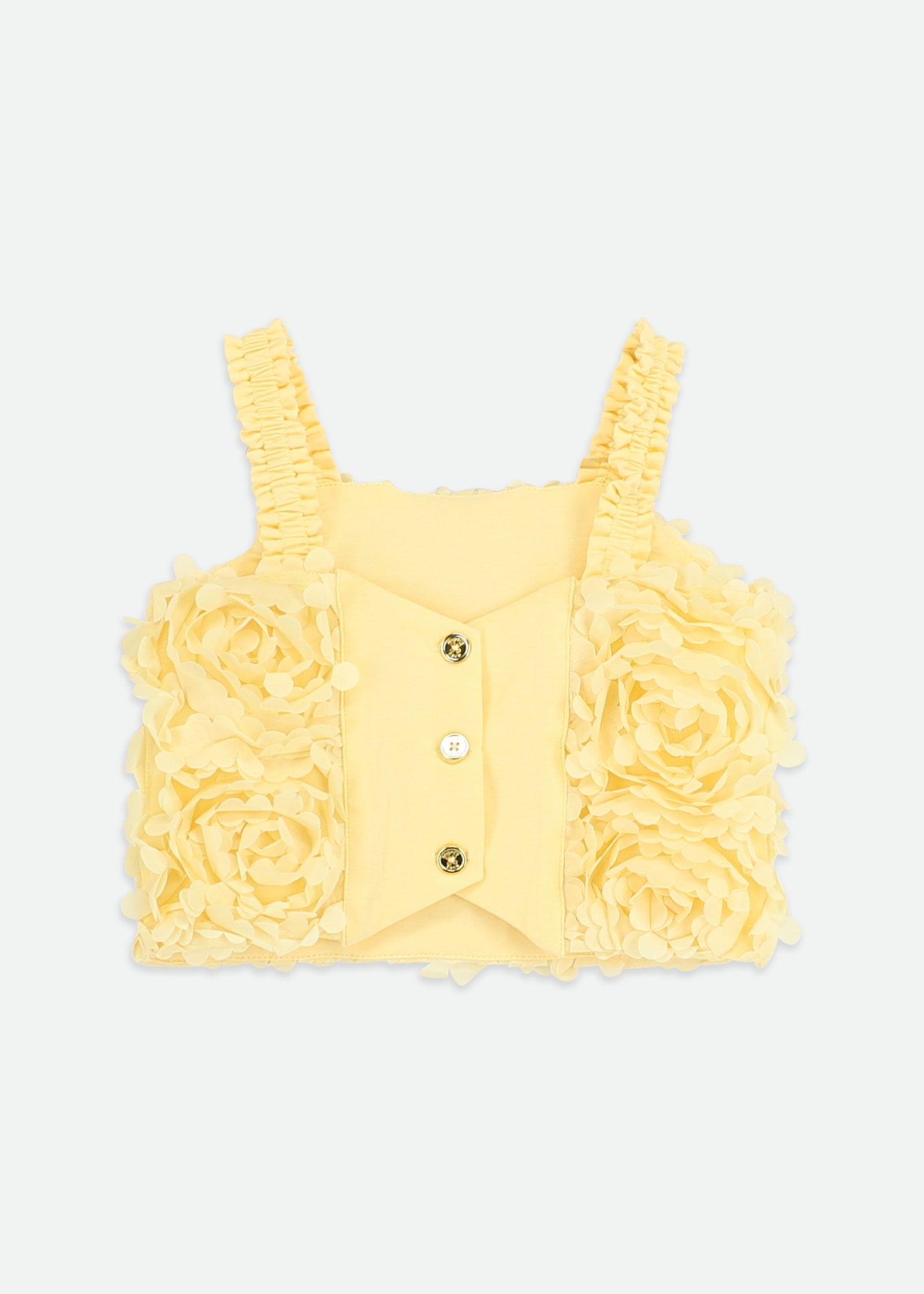 Paeton 3D Roses Strappy Top Yellow