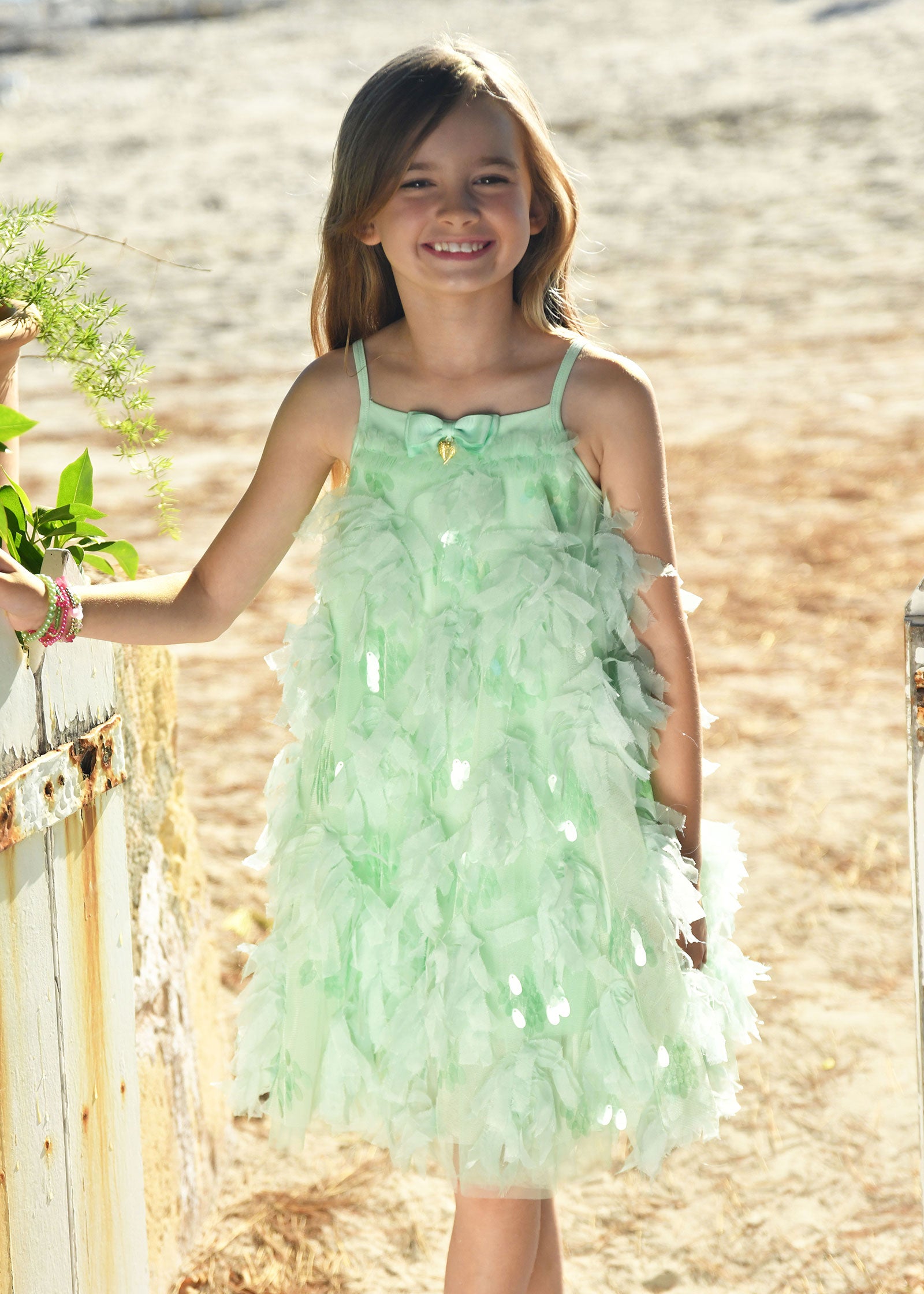 Palma 3D Tulle and Sequin Dress Mint