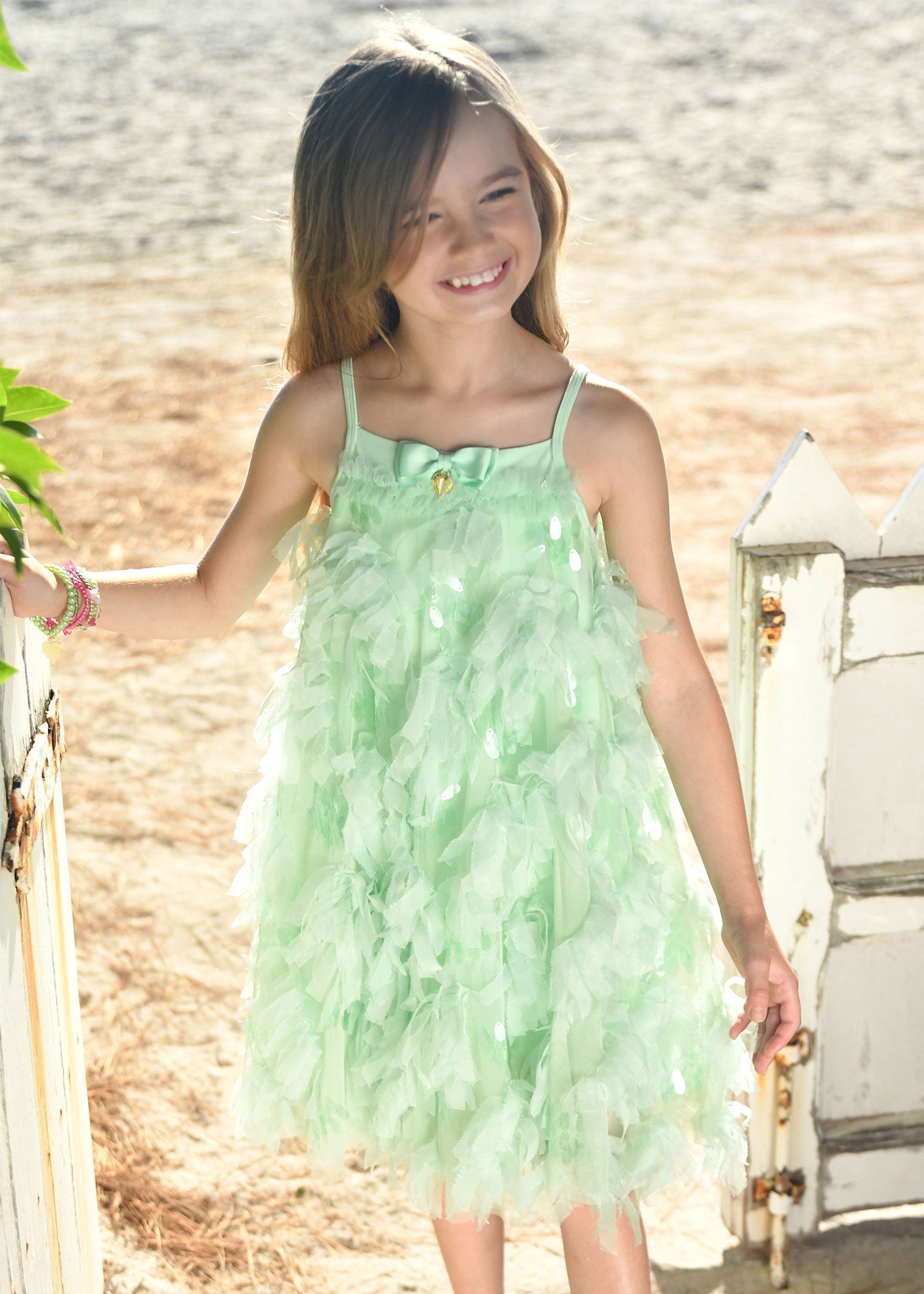 Palma 3D Tulle and Sequin Dress Mint