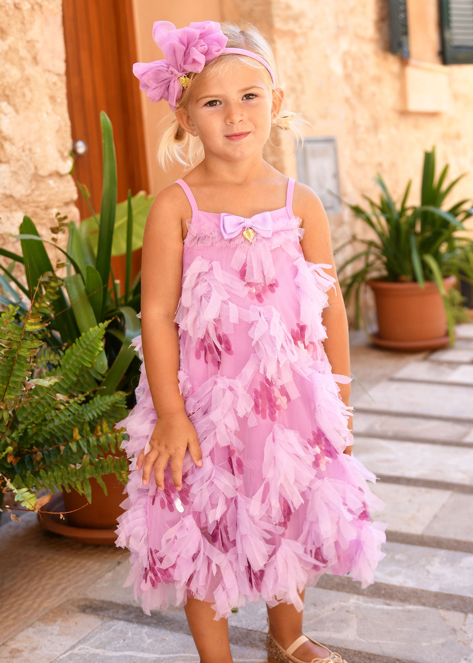 Palma 3D Tulle and Sequin Dress Orchid