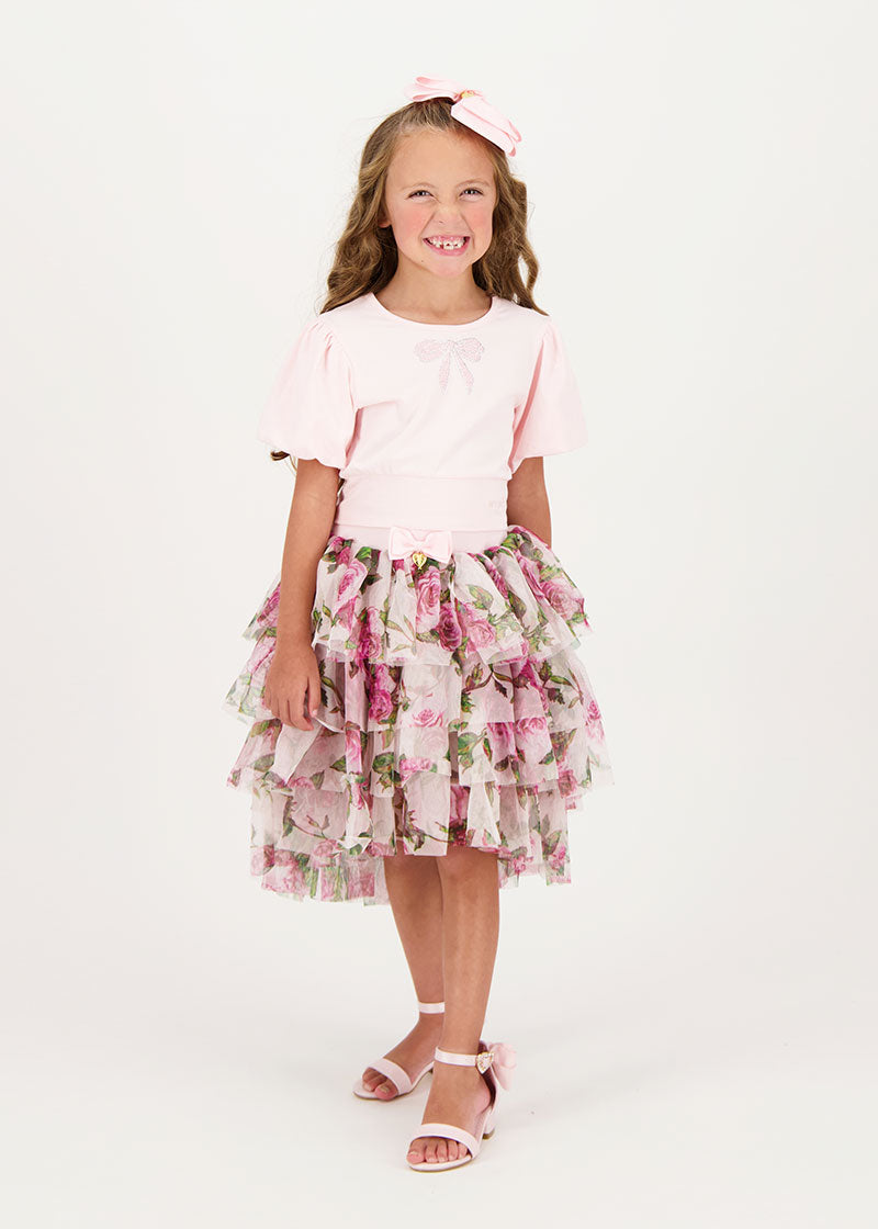 Patsy Roses Tulle Skirt Pink
