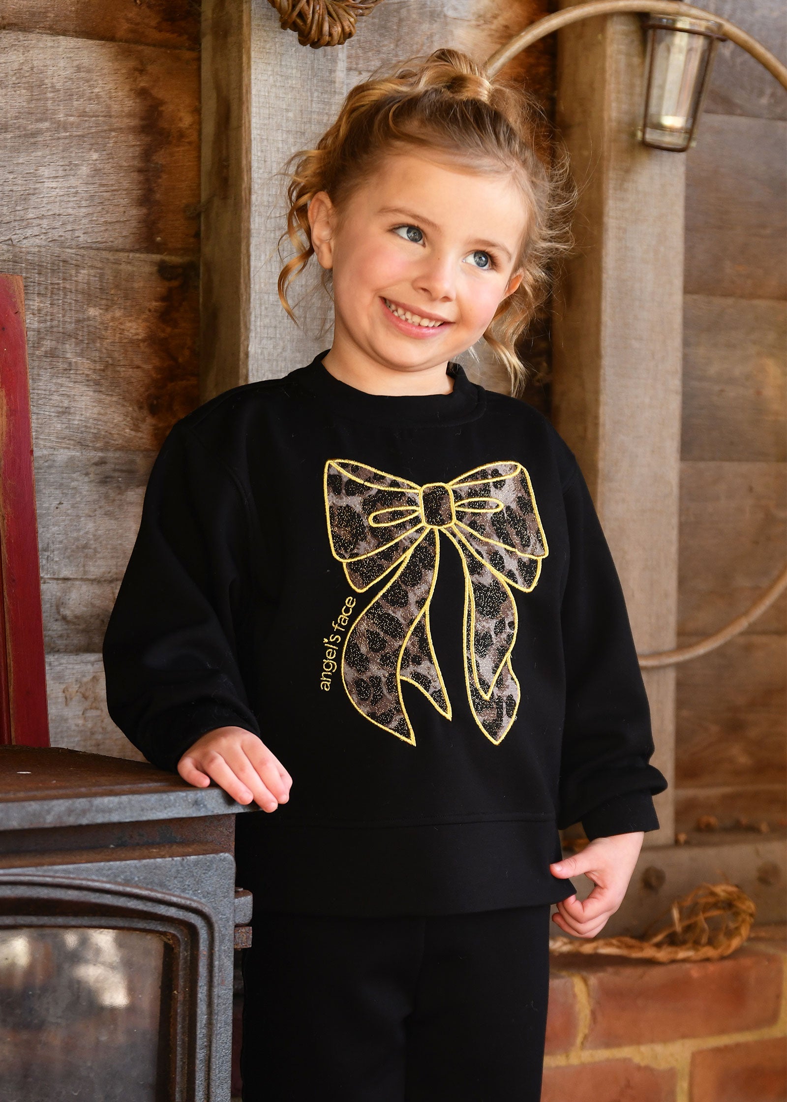 Paula Sweat With Leopard Tulle Bow Black