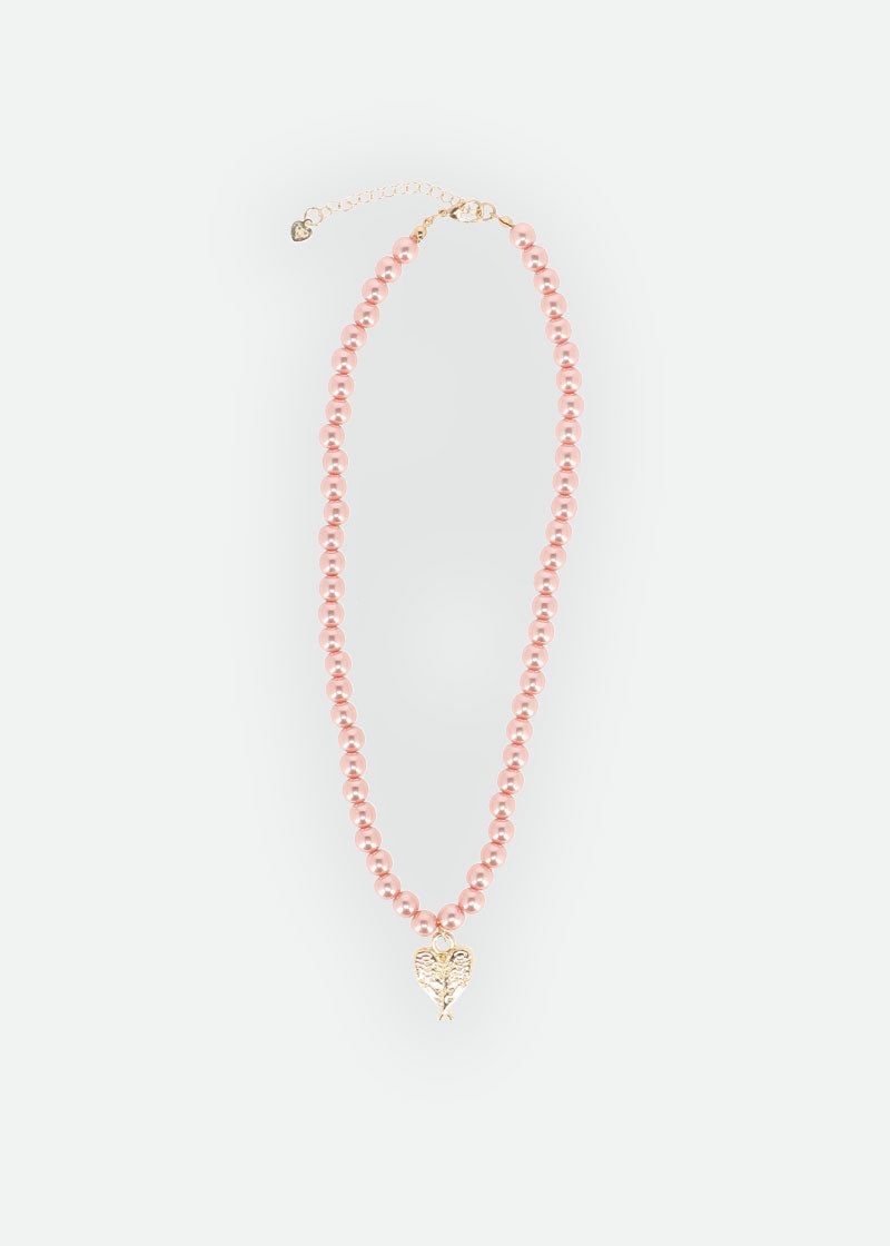 Pearl and Charm Necklace Tea Rose