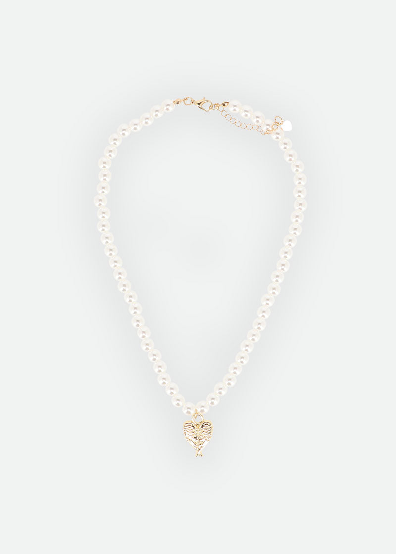 Pearl and Charm Necklace Snowdrop