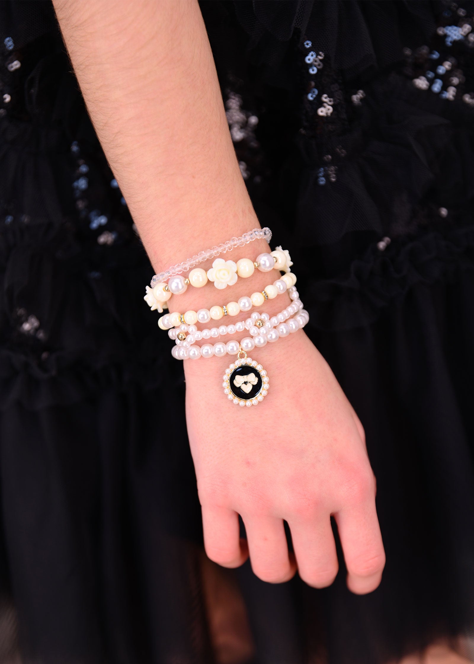 Pendant Bracelet Set Black/Snowdrop