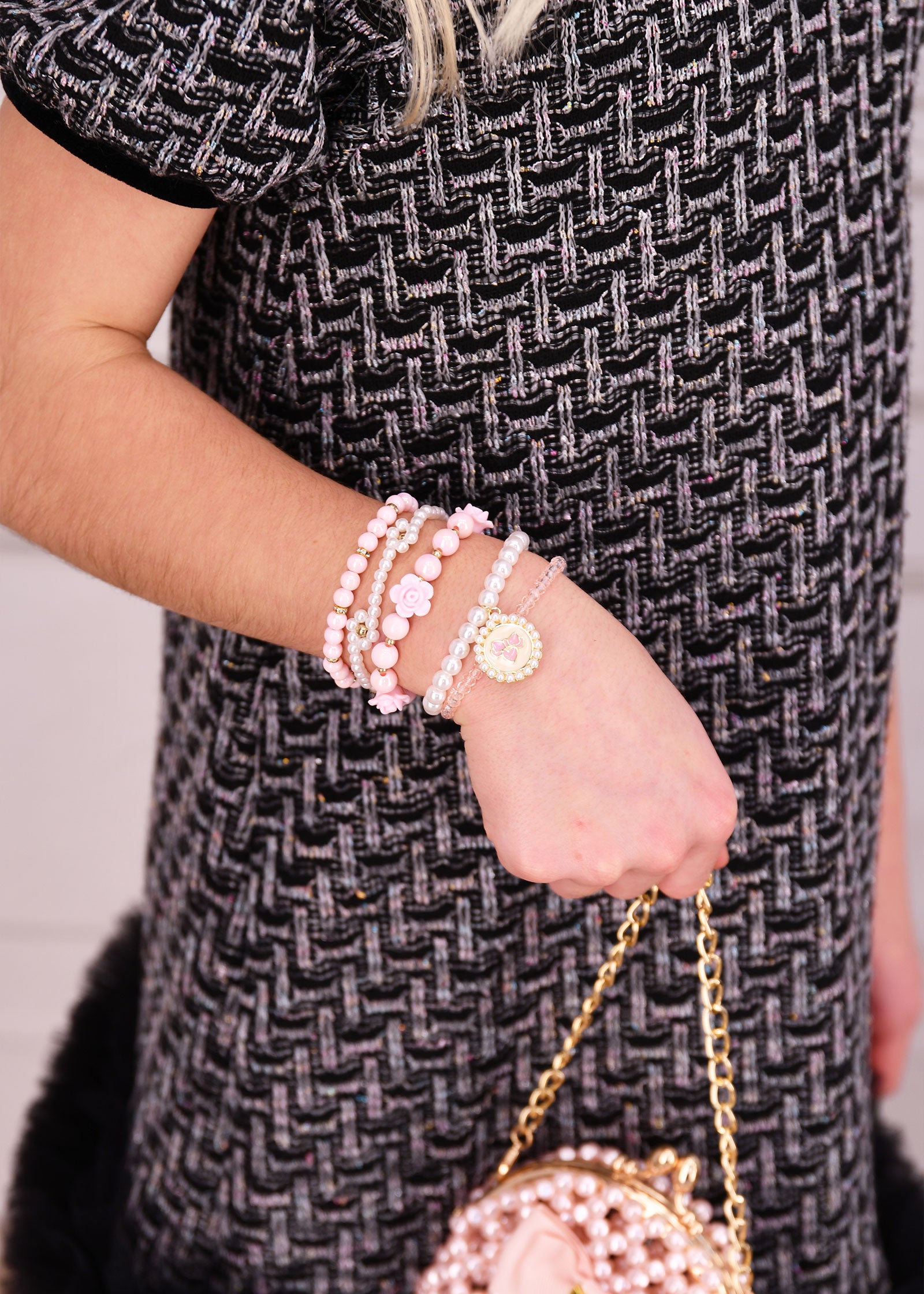 Pendant Bracelet Set Pink/Snowdrop