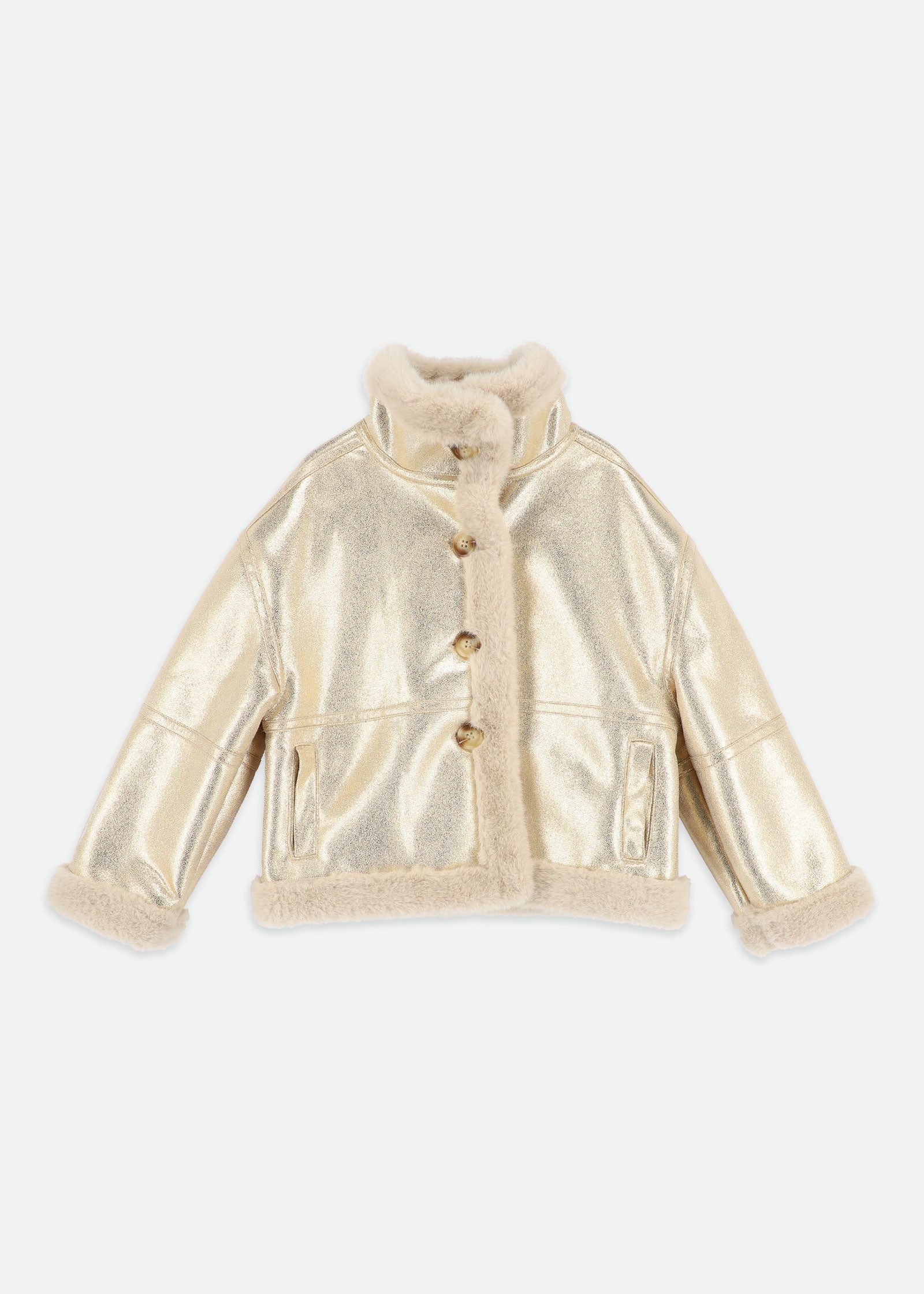 Petra Metallic Fur Jacket Gold