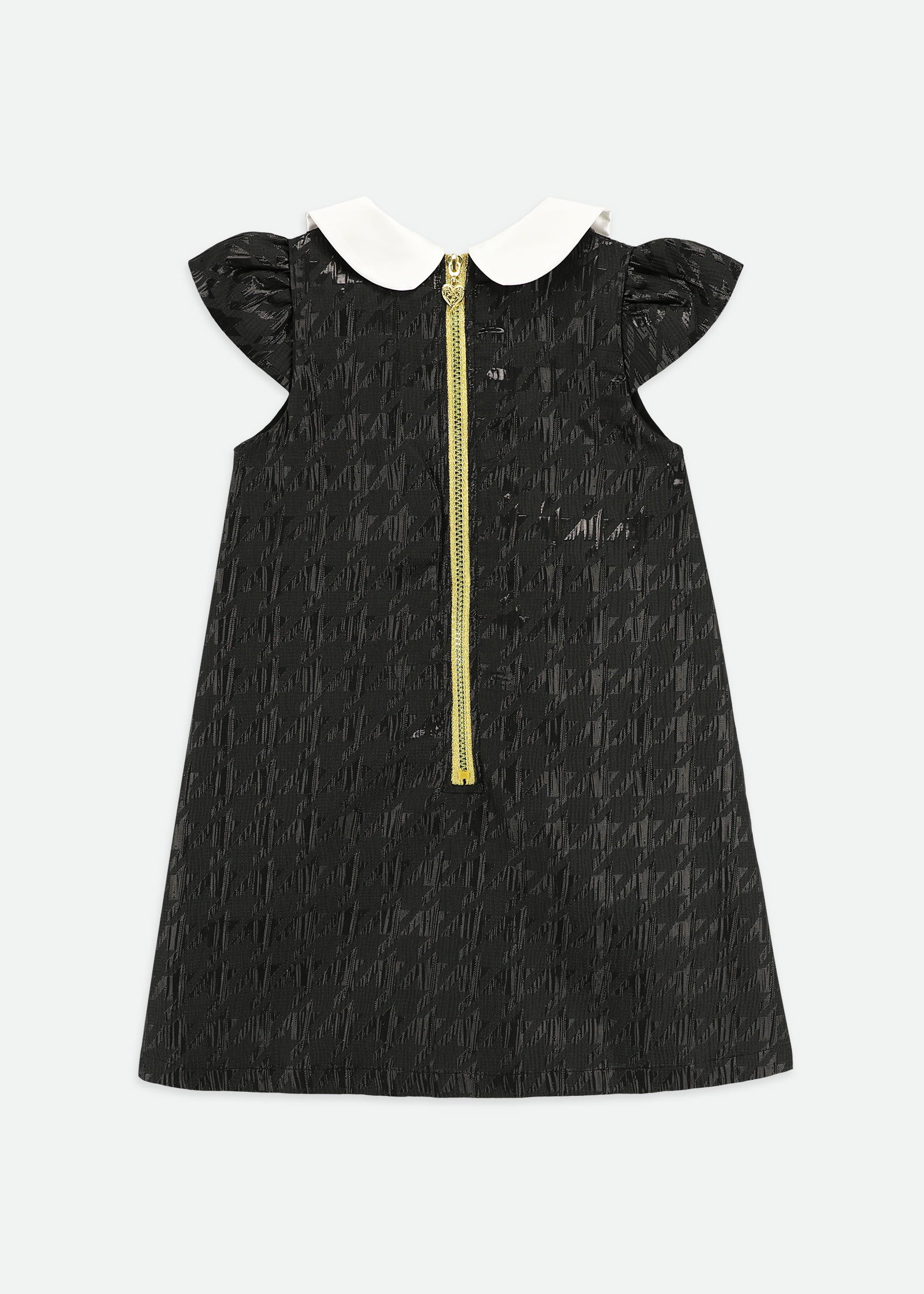 Petula Contrast Collar Jacquard Dress Black