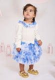 Pip Blue Flower Baby Skirt Snowdrop