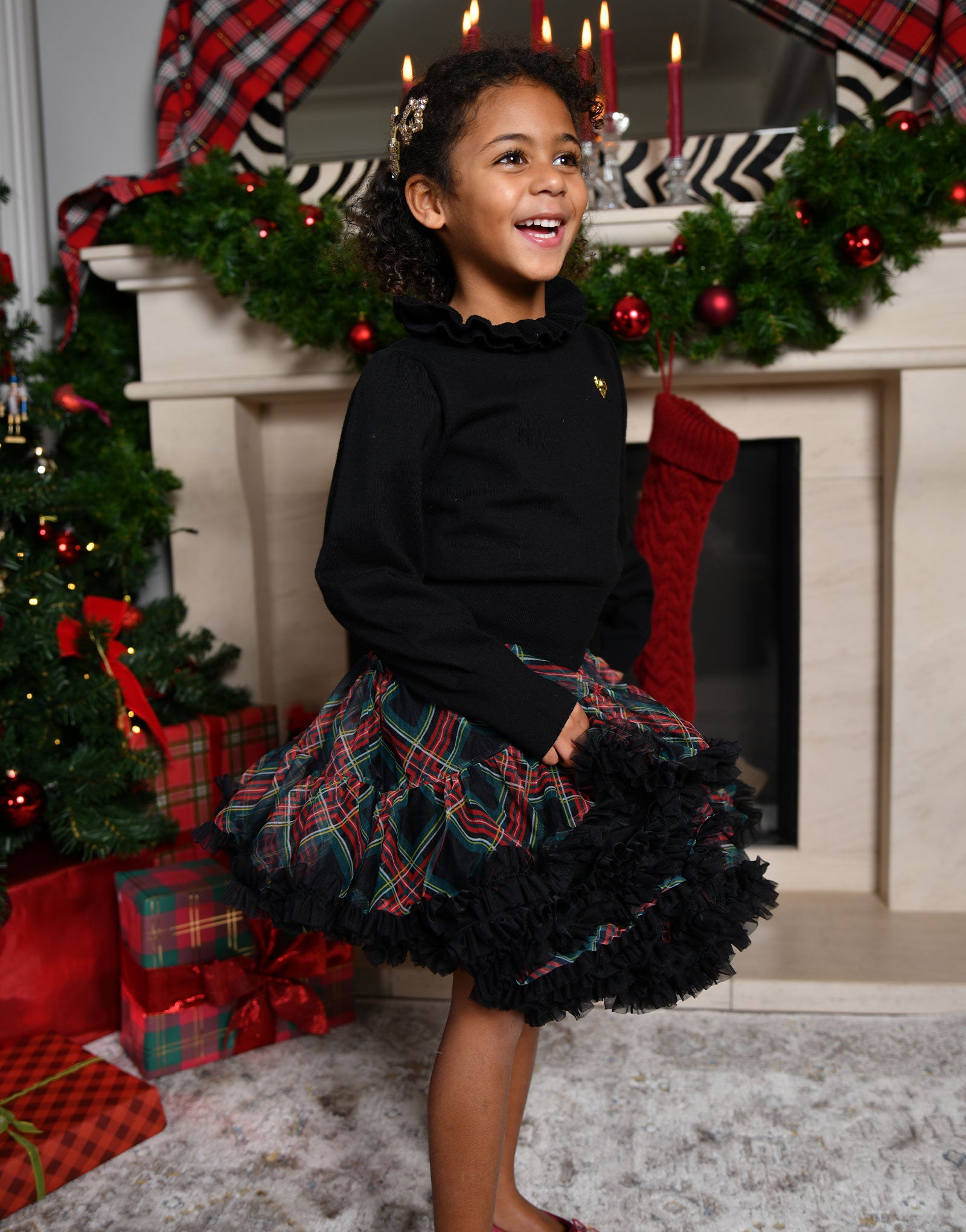 Pixie Tartan Tutu Black