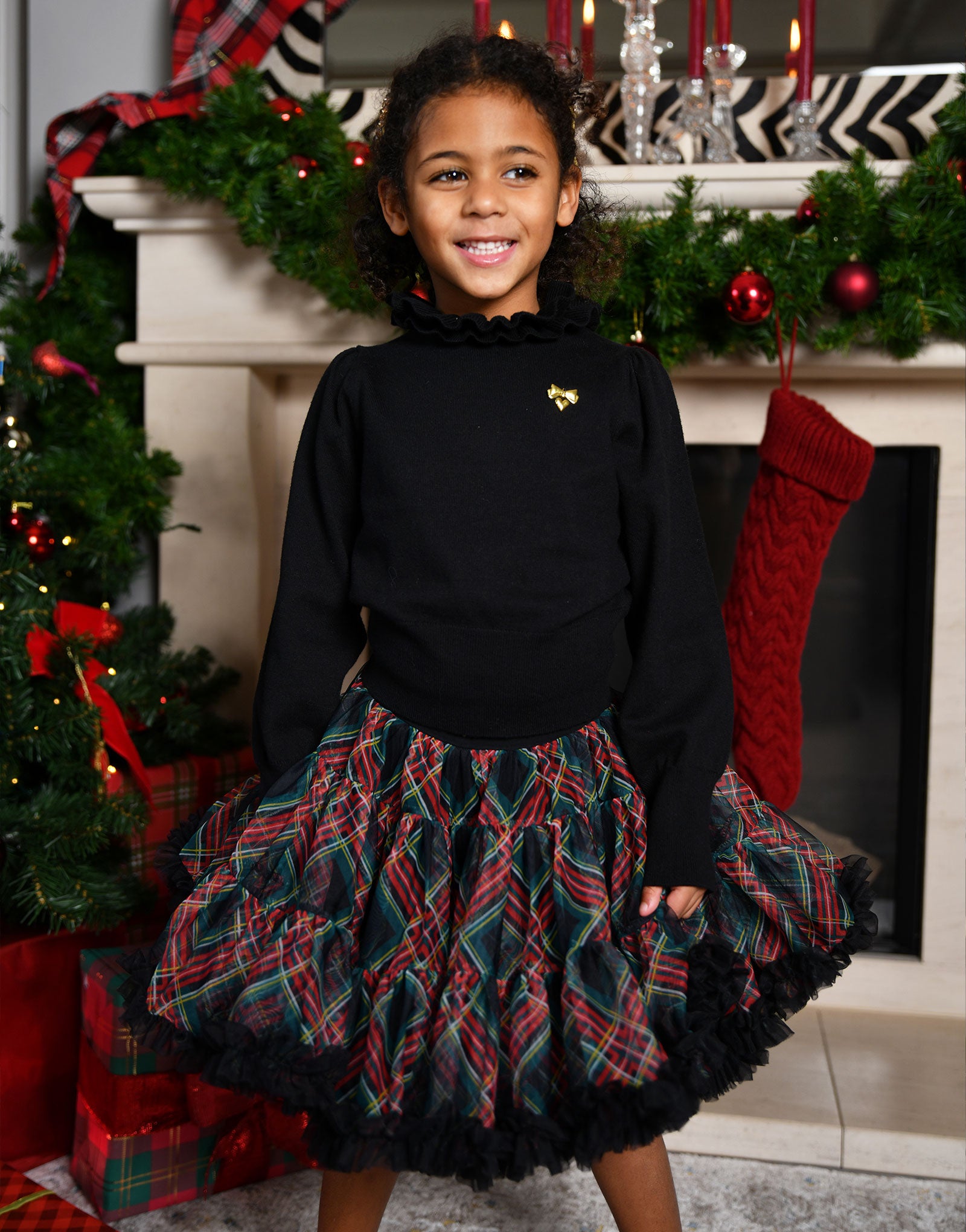 Pixie Tartan Tutu Black