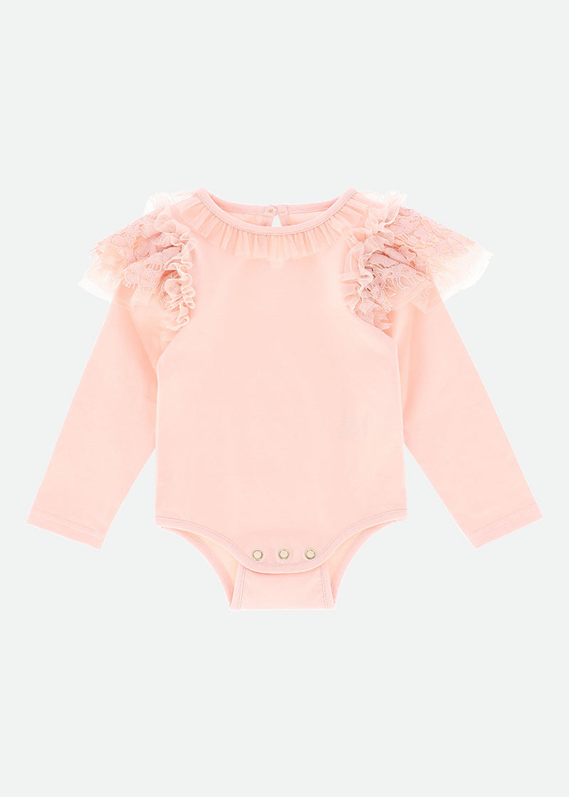 Primrose Lace Trim Babygrow Blush