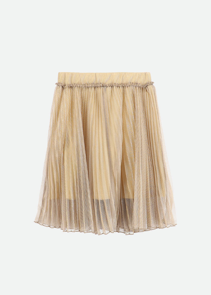 Priya Pleated Metallic Skirt Gold