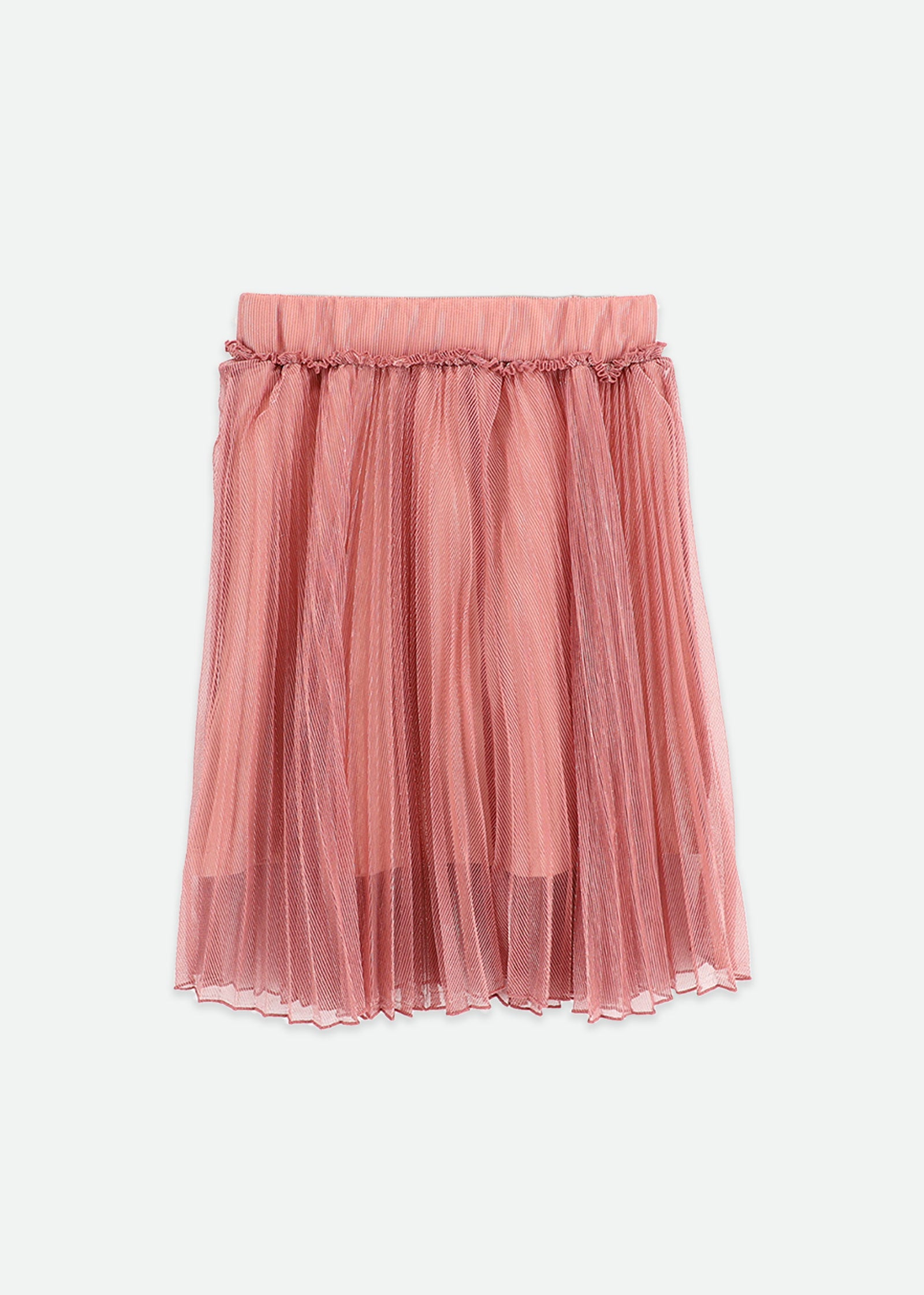 Priya Pleated Metallic Skirt Tea Rose