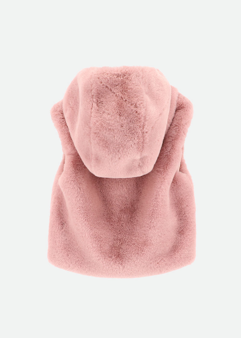 Putney Hooded Fur Gilet Tea Rose