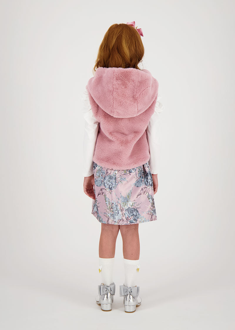 Putney Hooded Fur Gilet Tea Rose