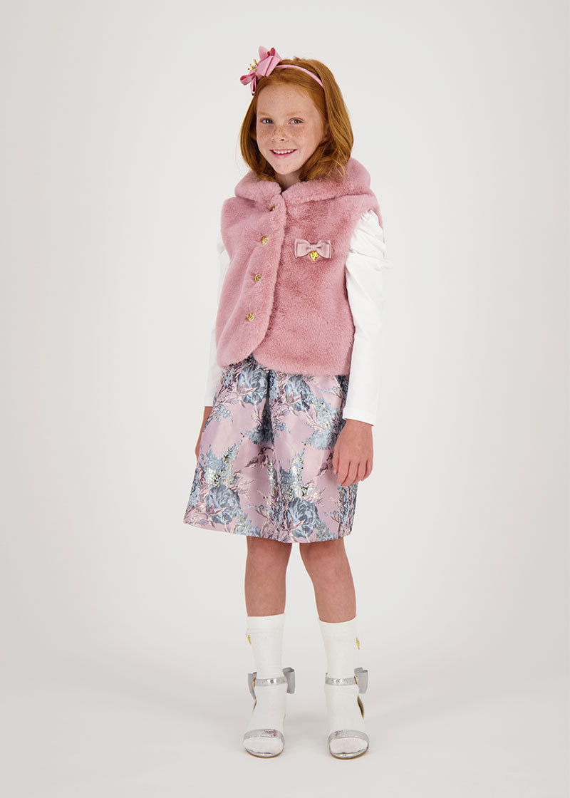 Putney Hooded Fur Gilet Tea Rose