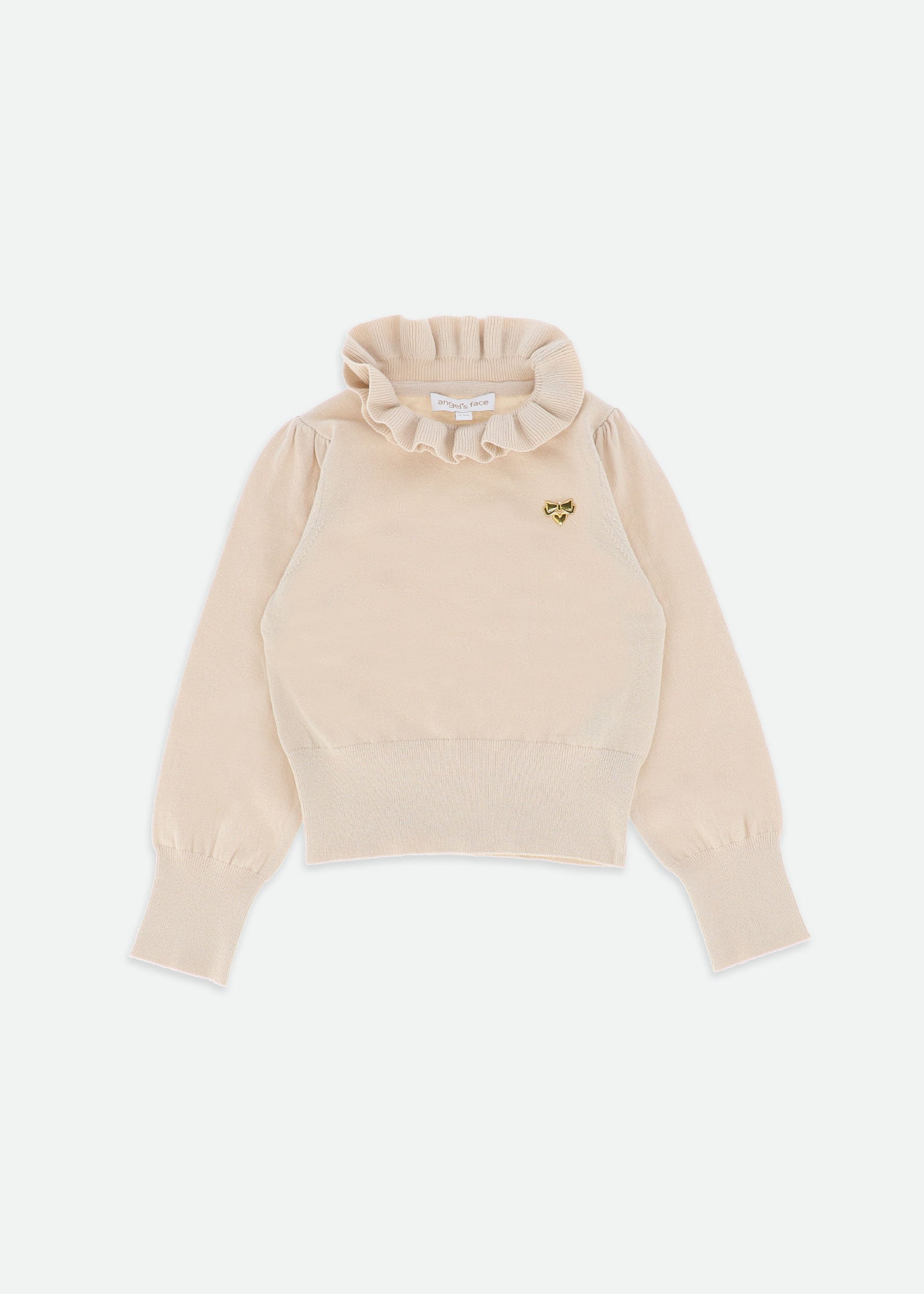 Raffy Ruffle Neck Knitted Jumper Biscuit