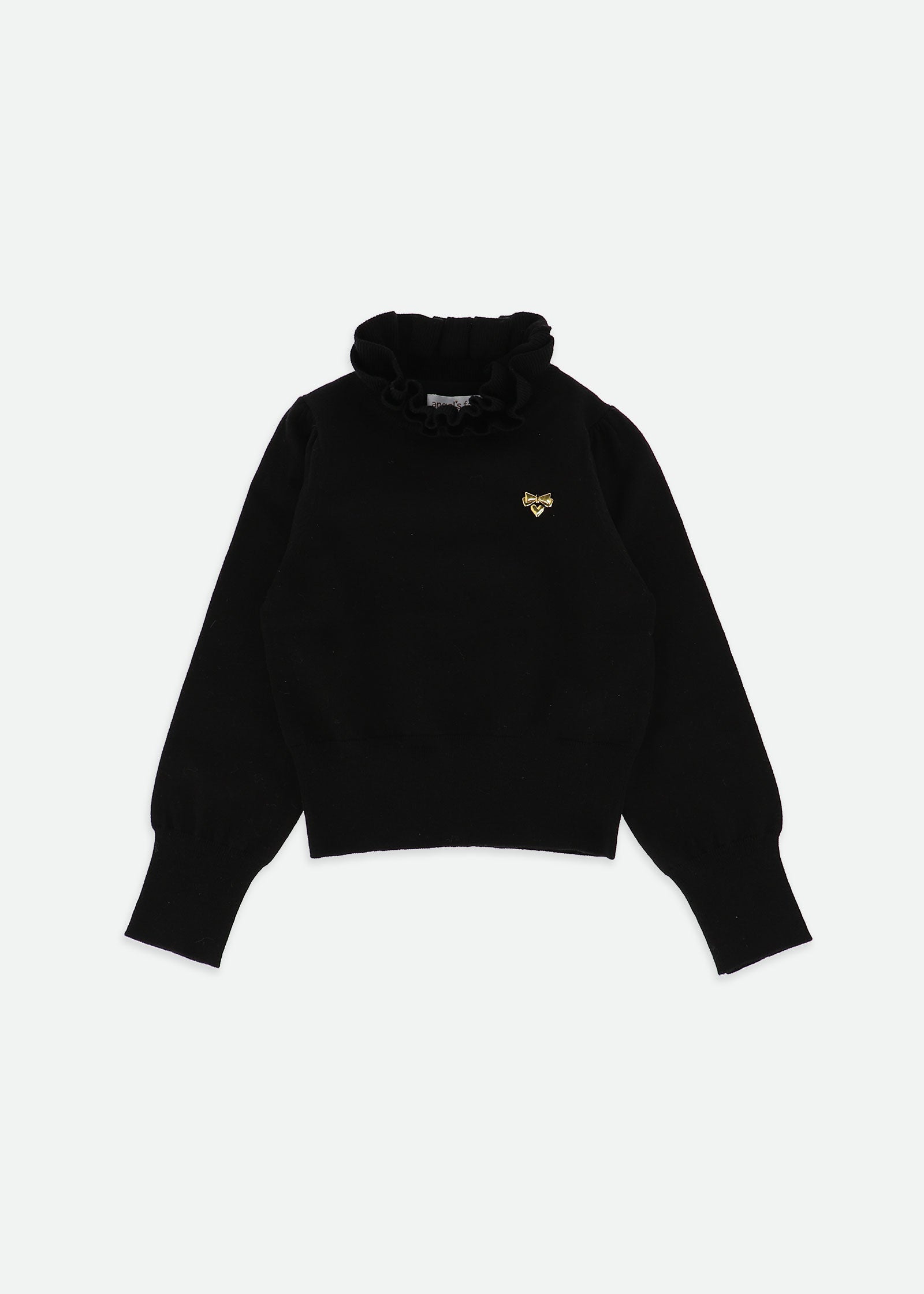 Raffy Ruffle Neck Knitted Jumper Black
