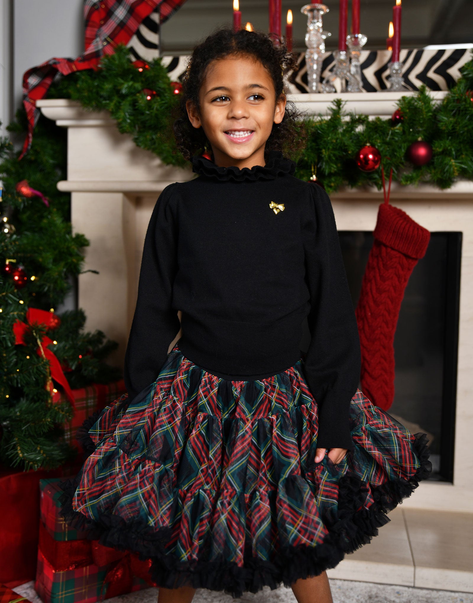 Raffy Ruffle Neck Knitted Jumper Black