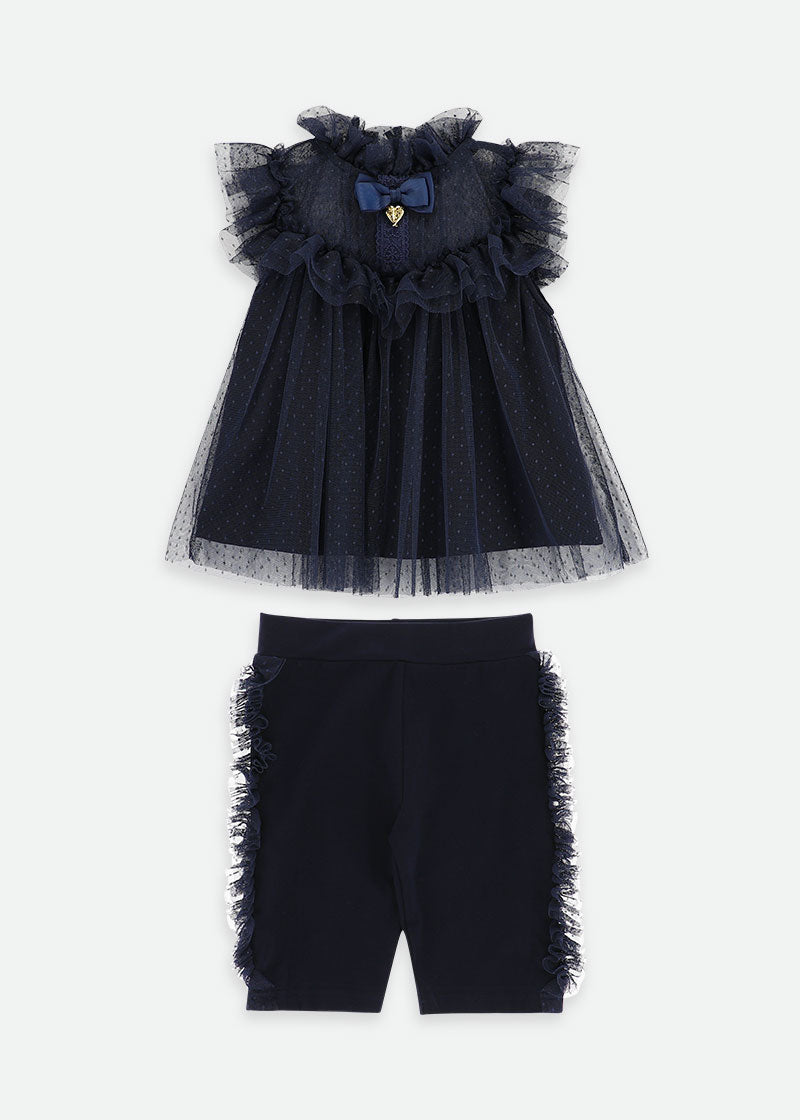 Rea Ruffle Top and Short Set Navy