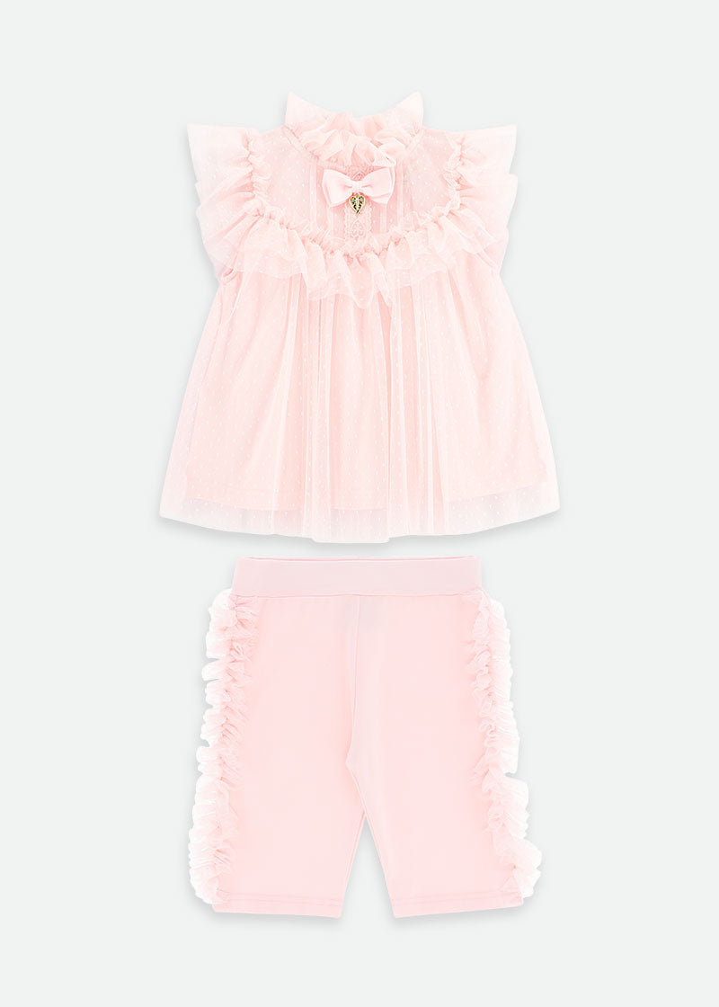 Rea Ruffle Top and Short Set Pale Pink