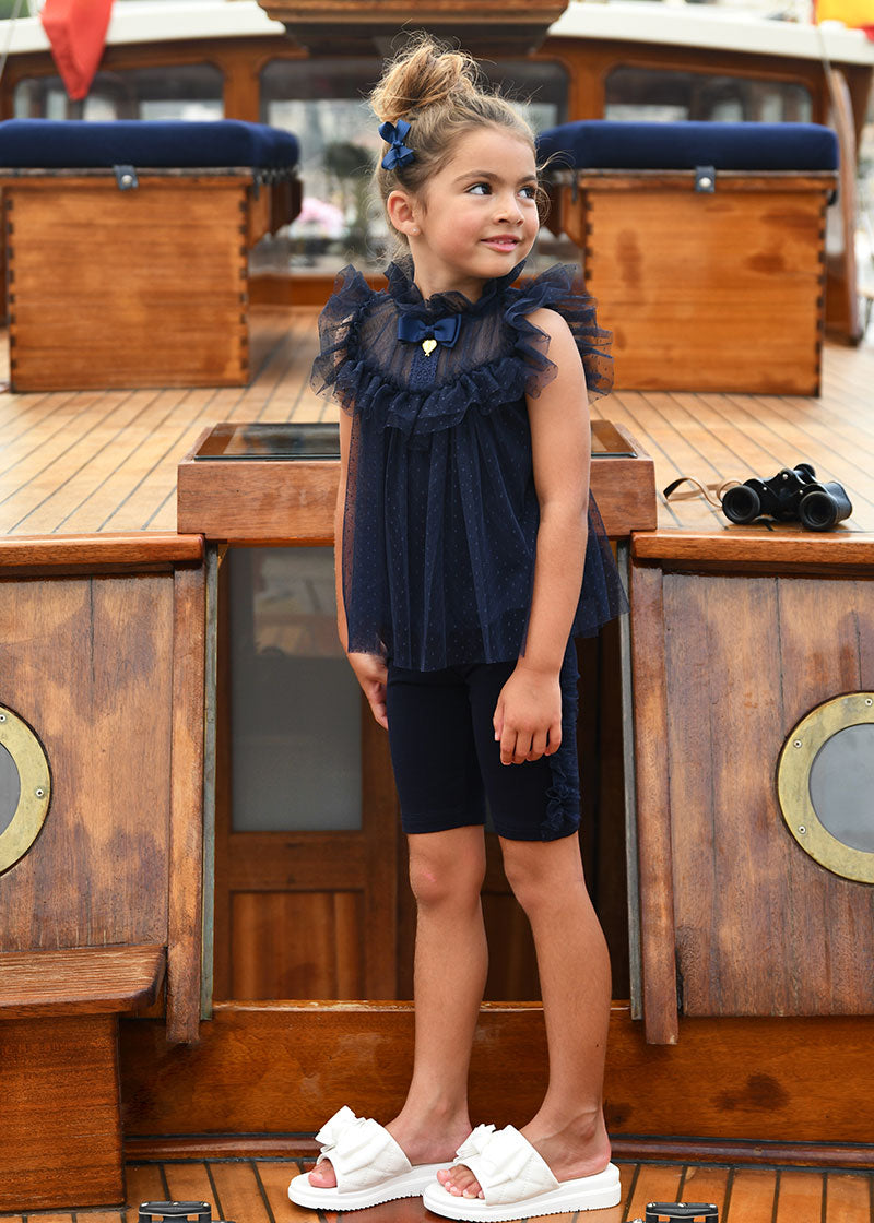 Rea Ruffle Top and Short Set Navy