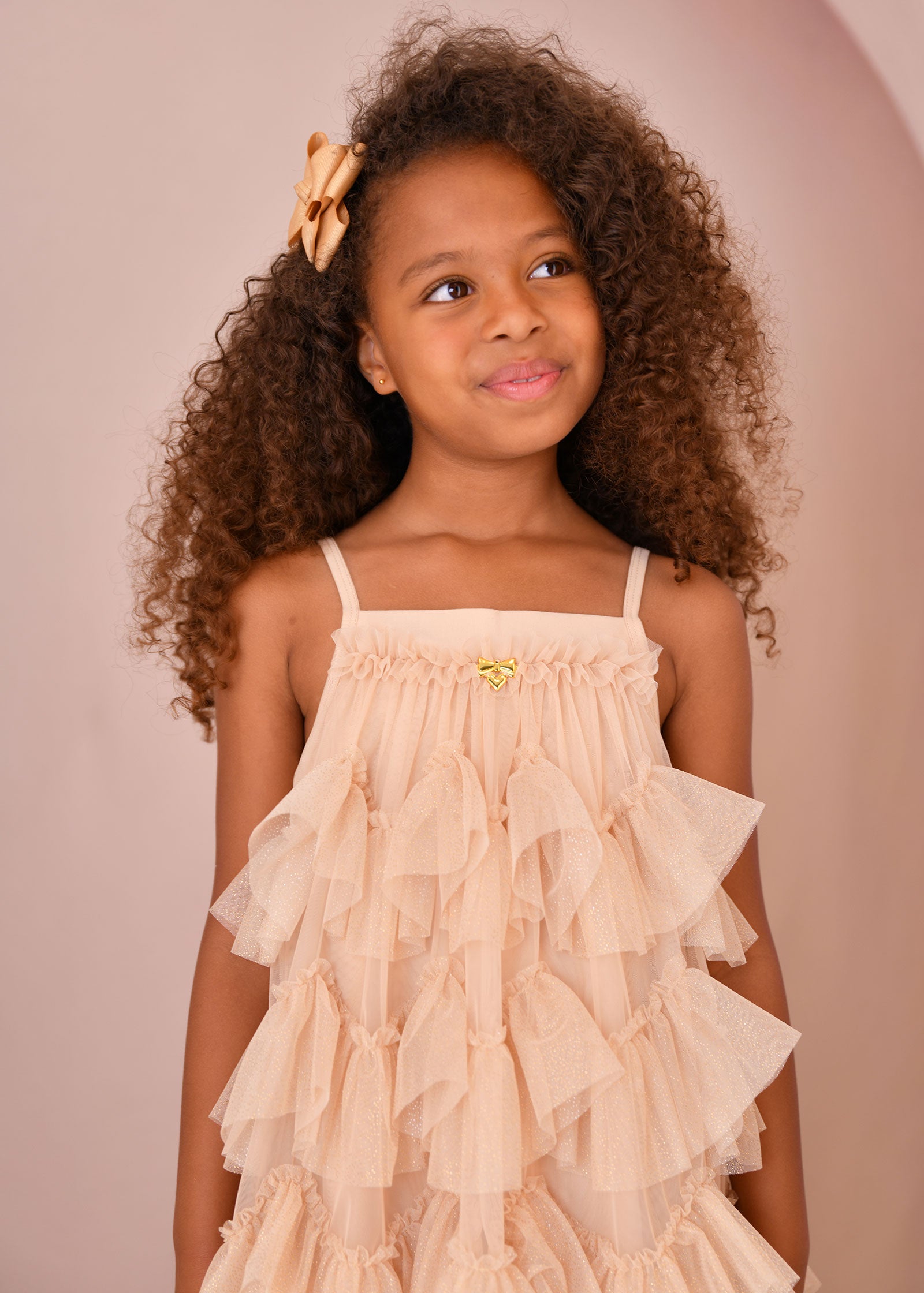 Remi Sparkle Ruffle Dress Gold