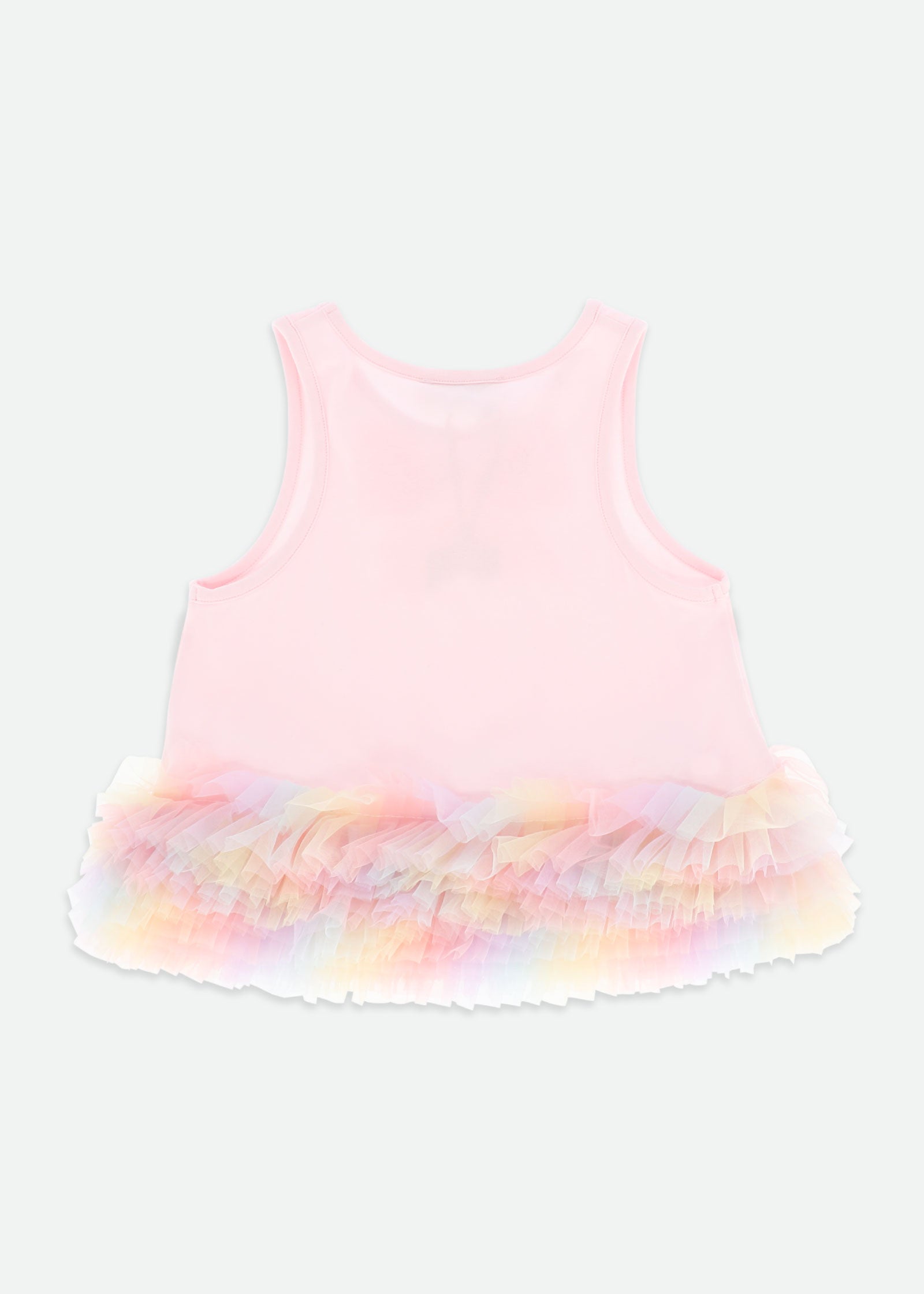 Renata Rainbow Tulle Trim Top Pale Pink