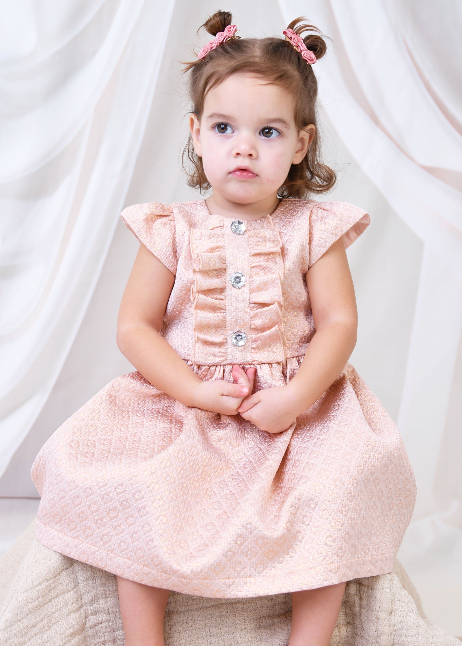 Rhiannon Baby Jacquard Dress Rose Gold