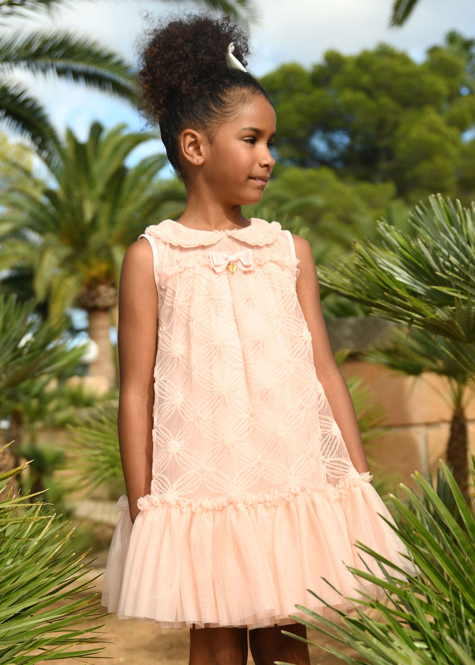 Ricarada 3D Daisy Tulle Dress Blush