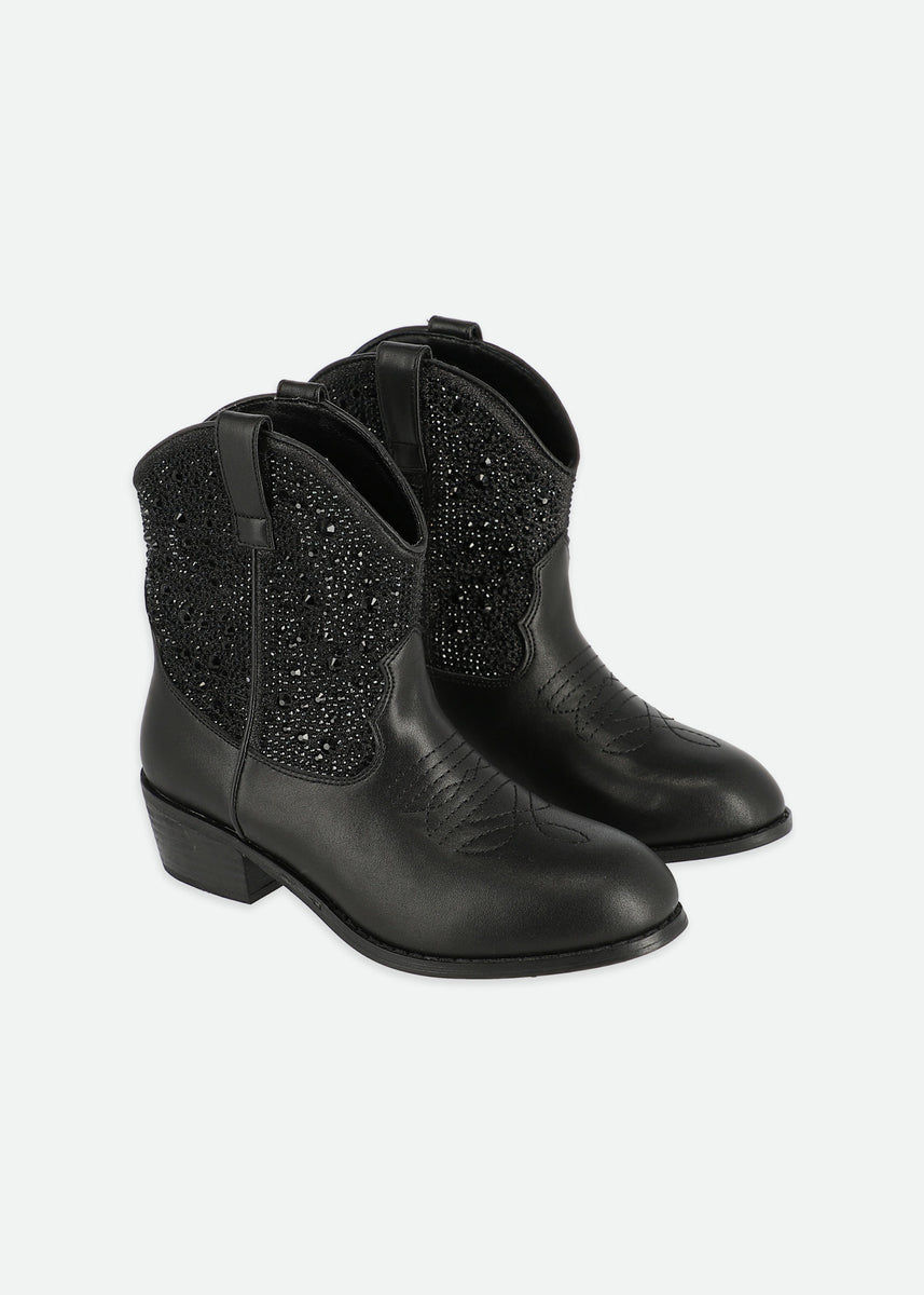 Rio Crystal Cowboy Boot Black – Angel's Face